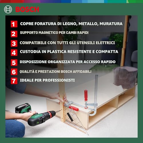 Detalle de Bosch Set da 34 Pezzi X-Line Classic: punte e bit in titanio per legno, pietra e metallo