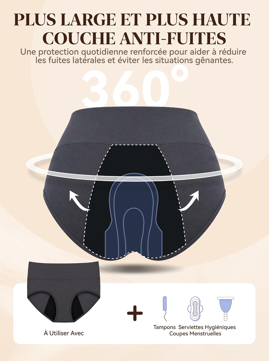 Thumbnail 4 de LOFIR LON1398-W-S-MX3P-L menstruatieslips, hoge taille, 50 ml, 3 stuks, maat L