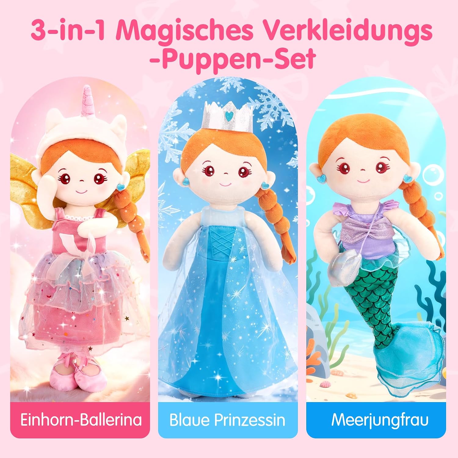 Detalle 2 de hahaland Anziehpuppe mit 3 Outfits