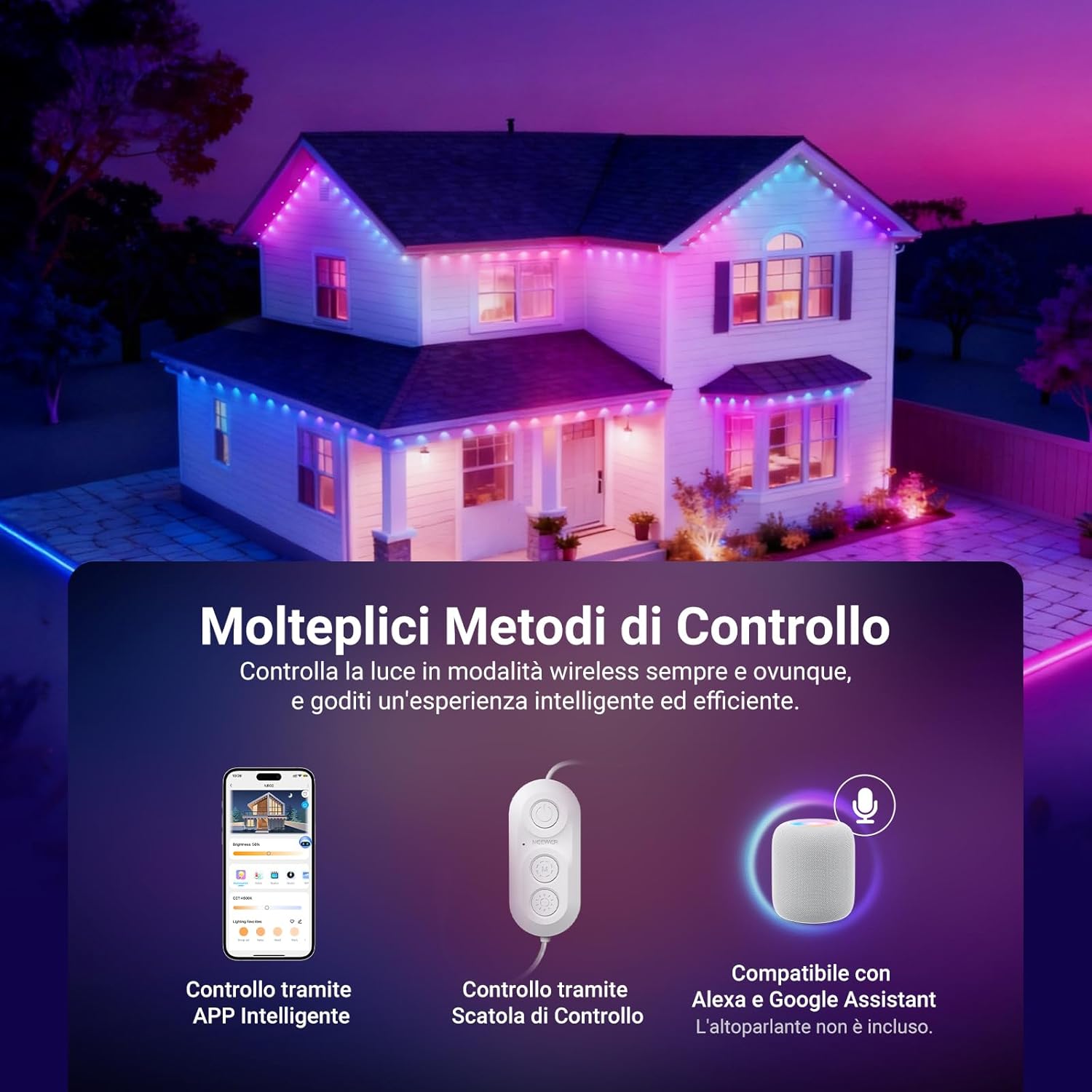 Thumbnail 6 de NEEWER Luci Esterne Permanenti 45m NR02 con AI, 90 LED, RGBW e controllo app (Alexa)