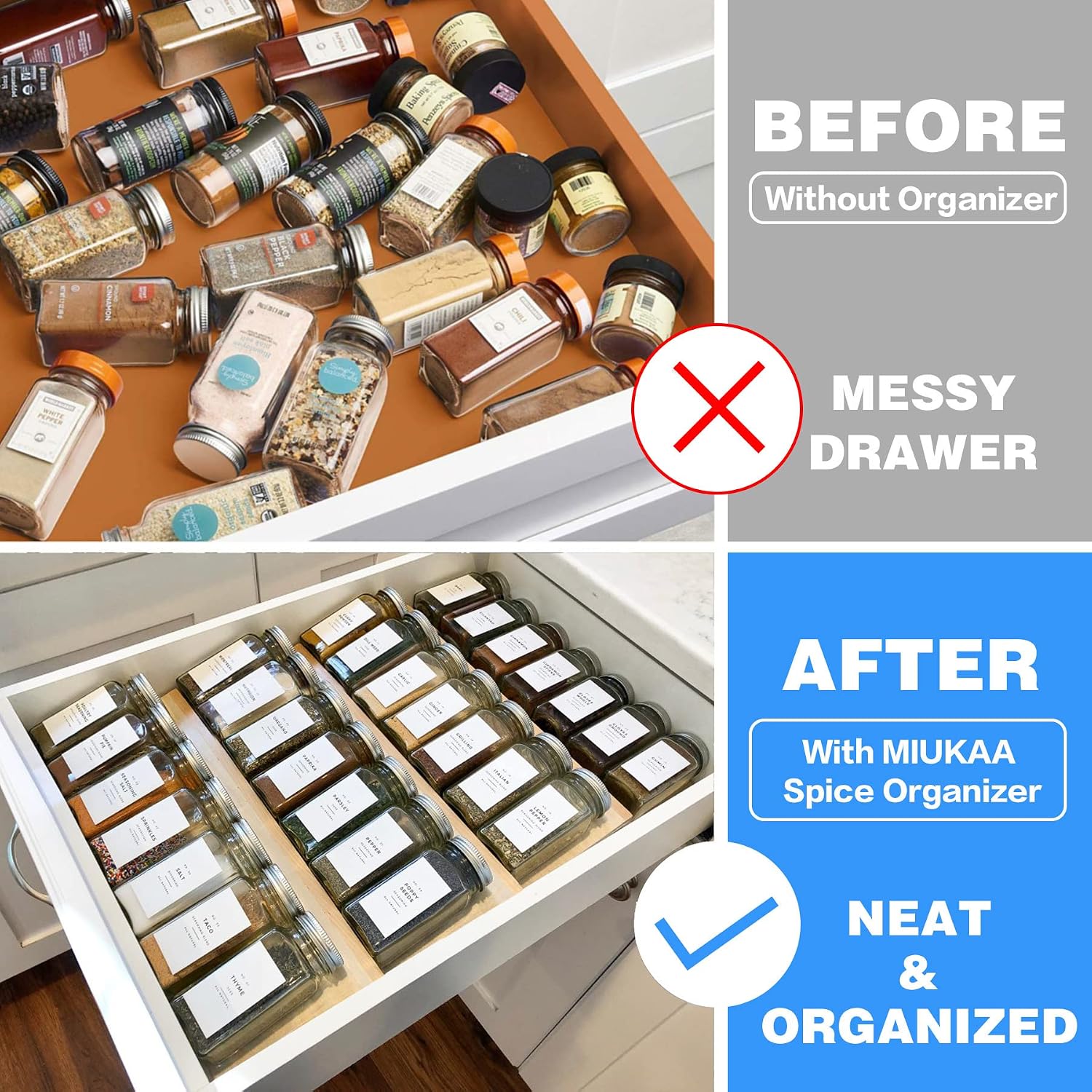 Thumbnail 5 de MIUKAA Clear Acrylic Spice Drawer Organizer 4-Tier Tray