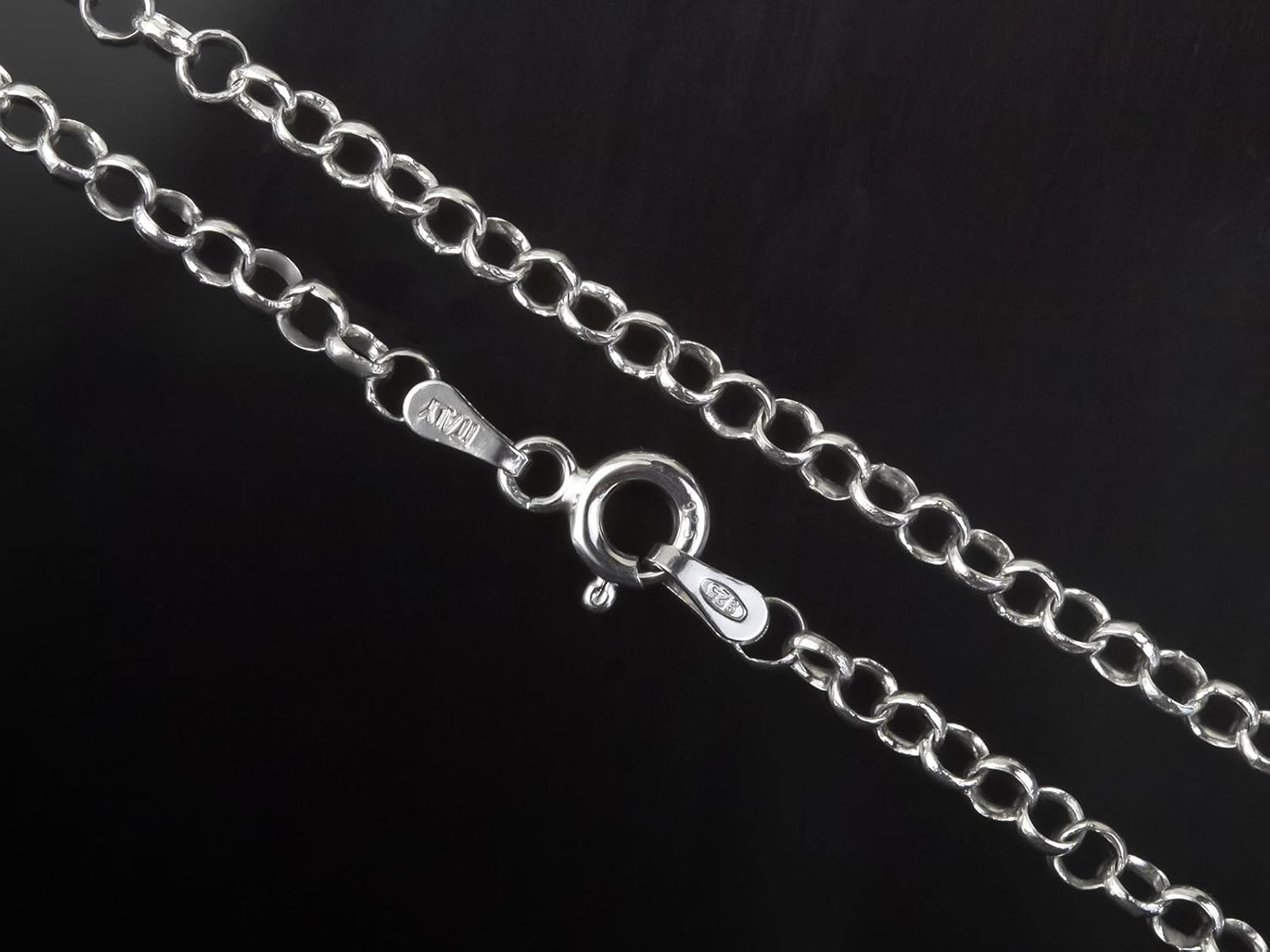 Detalle de Aka Gioielli® Catenina Rolò 3 mm in Argento Sterling 925 Rodio, Collana Unisex 40–75 cm