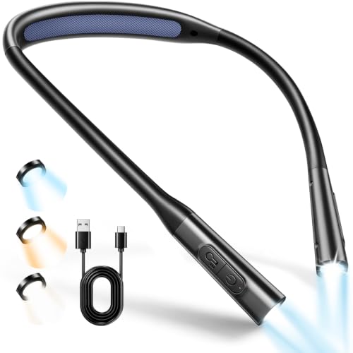 Detalle de Glocusent Lampe de Lecture pour Liseuse et Livre – Lampe à Suspendre Rechargeable, 100h d’autonomie, 5 niveaux et 5 températures de couleur (Noir)