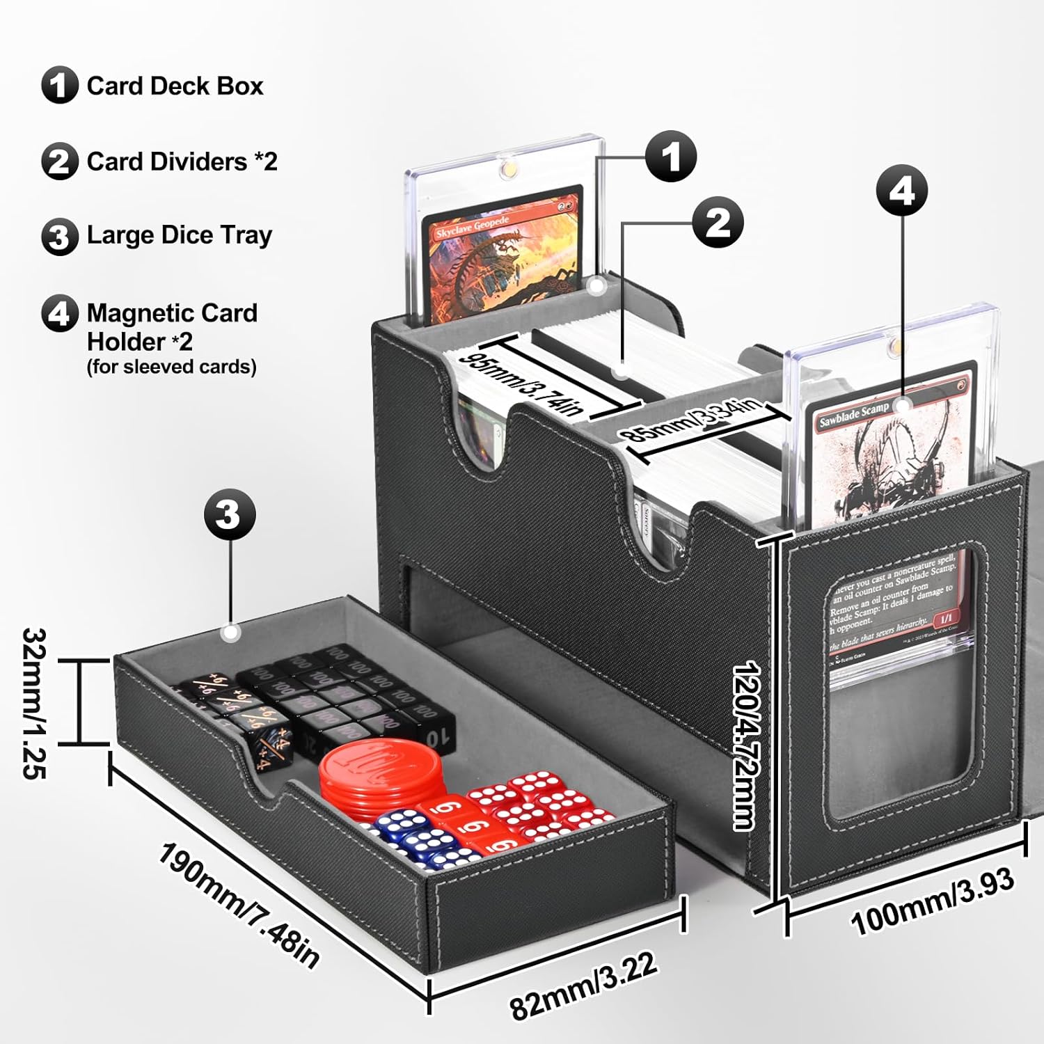 Thumbnail 2 de UAONO MTG Deck Box with 2 Commander Displays and Dice Tray
