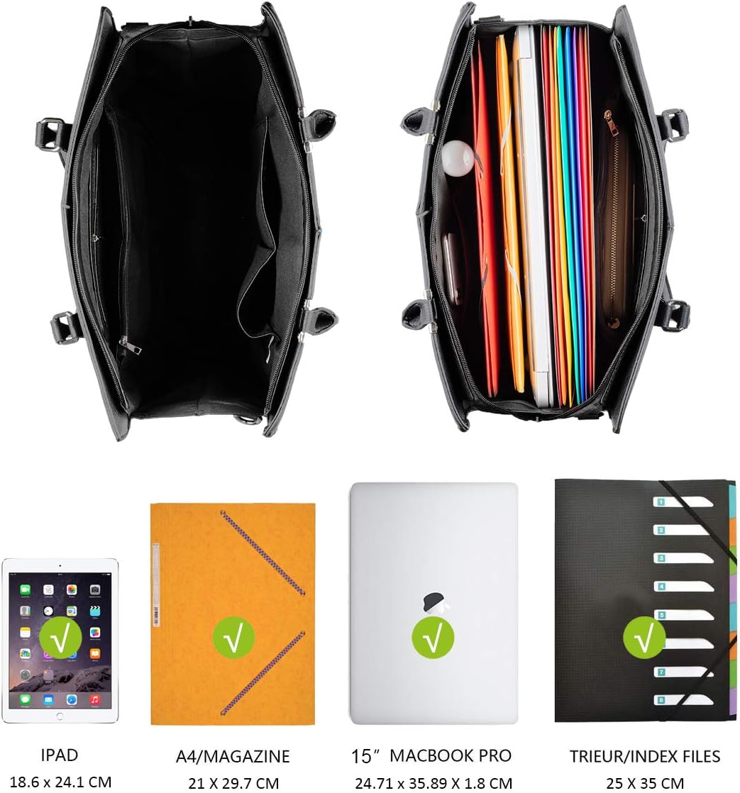 Thumbnail 6 de CRAZYCHIC Sac à Main Cabas A4 Noir