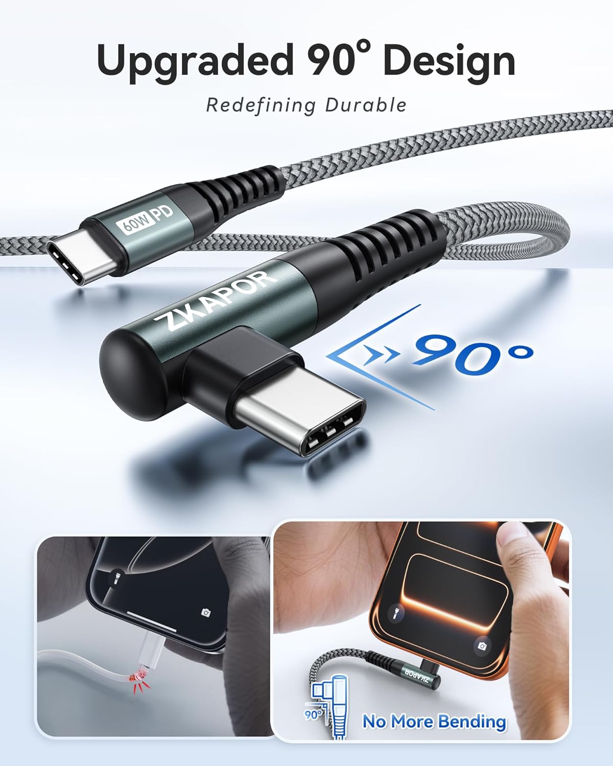 Detalle 2 de ZKAPOR USB C to USB C Cable 3m
