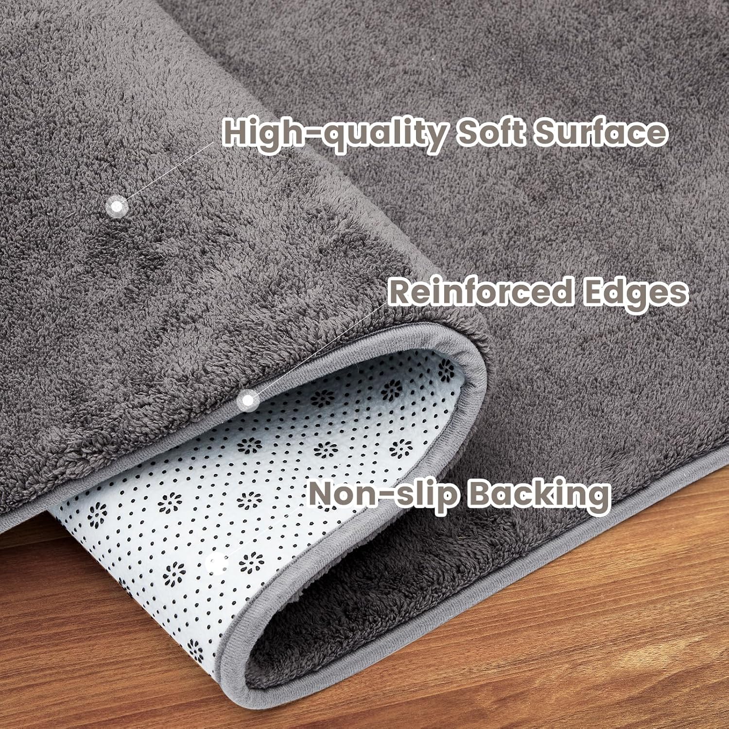 Thumbnail 2 de Grand tapis de salon uni 200x280 cm gris foncé – super doux à poils courts, antidérapant et lavable