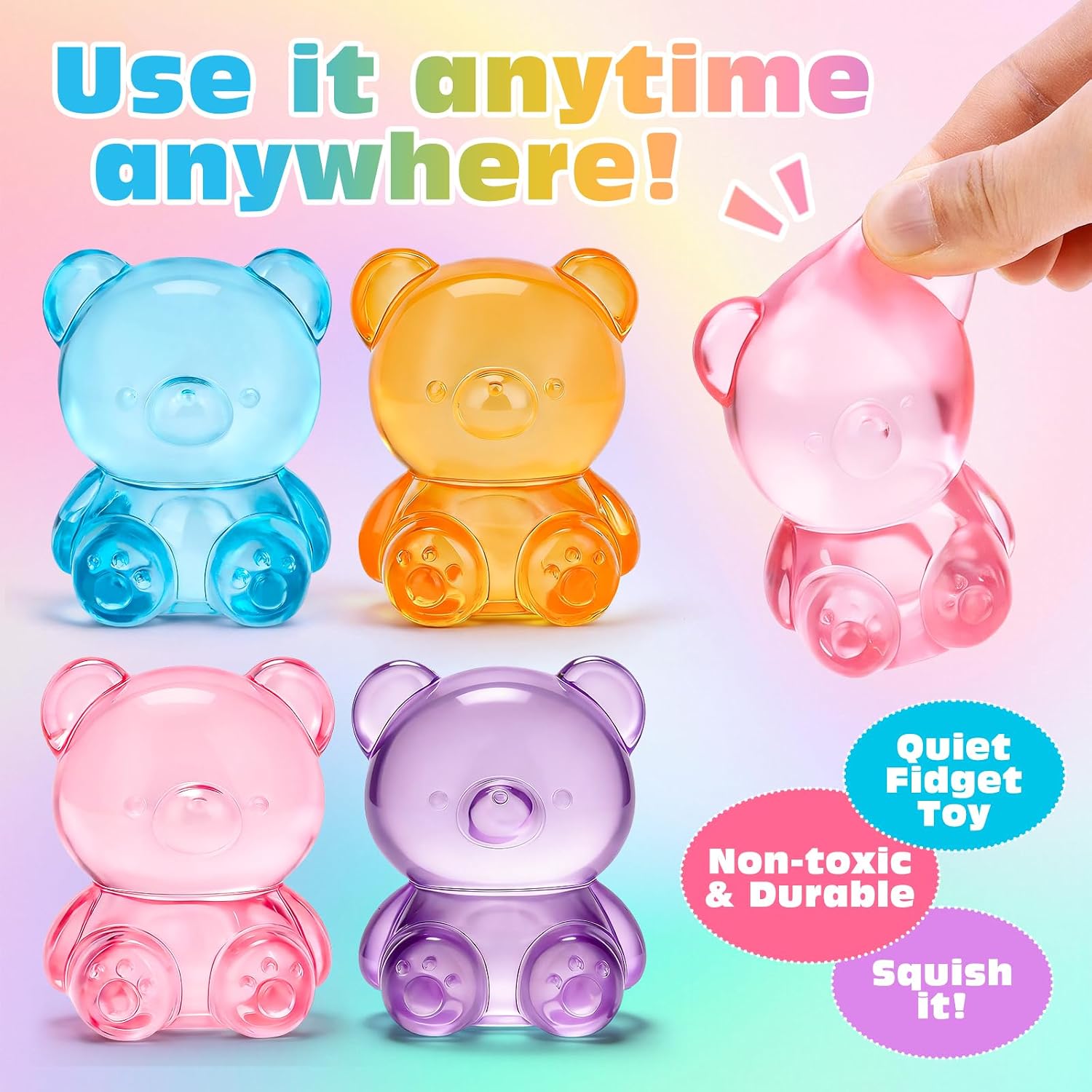 Detalle 2 de VISCOO 4-Pack Bear Squishy Balls, Slow-Rising TPR Fidget Toys