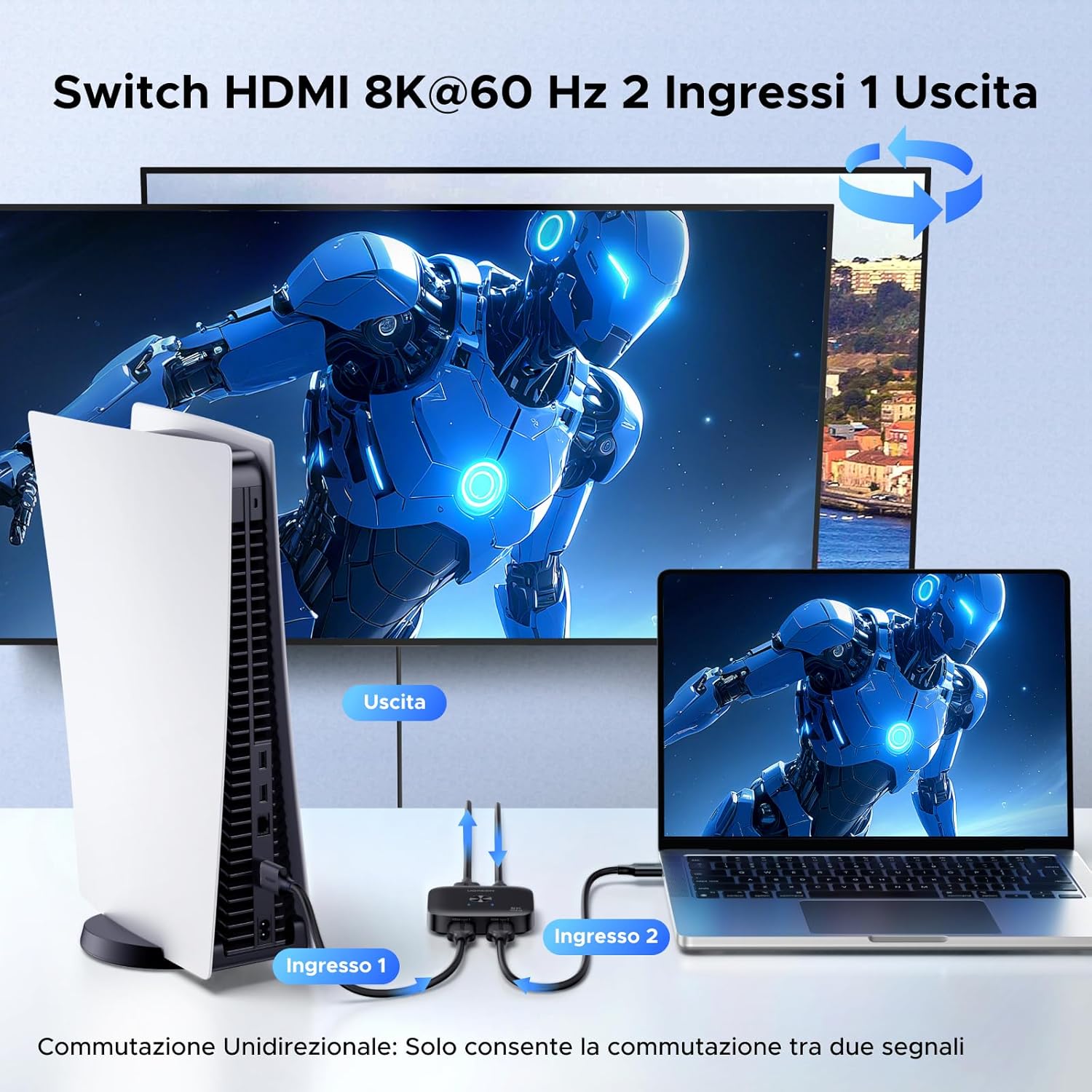 Thumbnail 2 de UGREEN Switch HDMI 2.1 2 ingressi 1 uscita 8K 60Hz 📺
