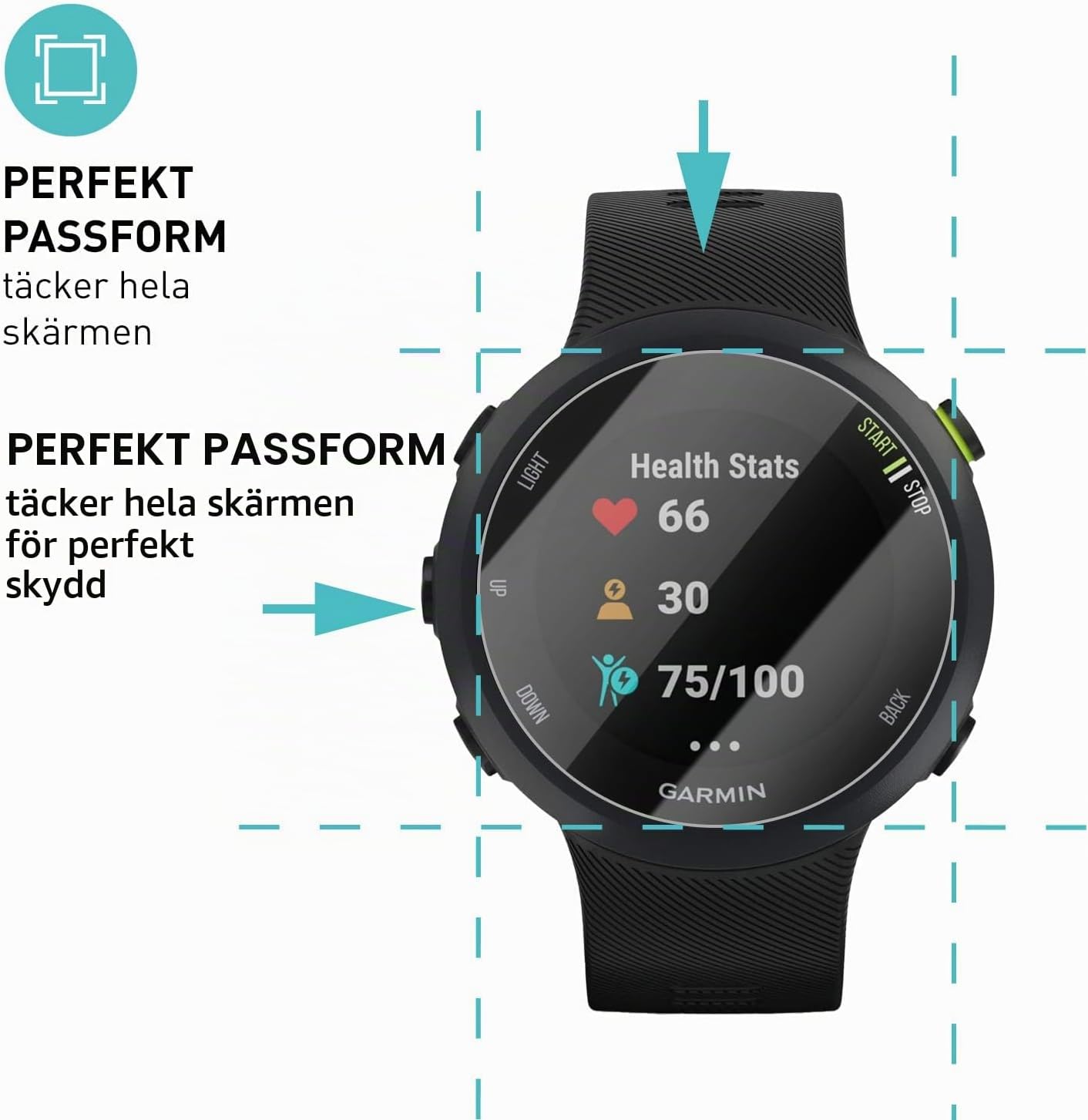 Thumbnail 2 de smartect skärmskydd för Garmin Forerunner 45/45s/55, 0,3 mm härdat glas, 9H