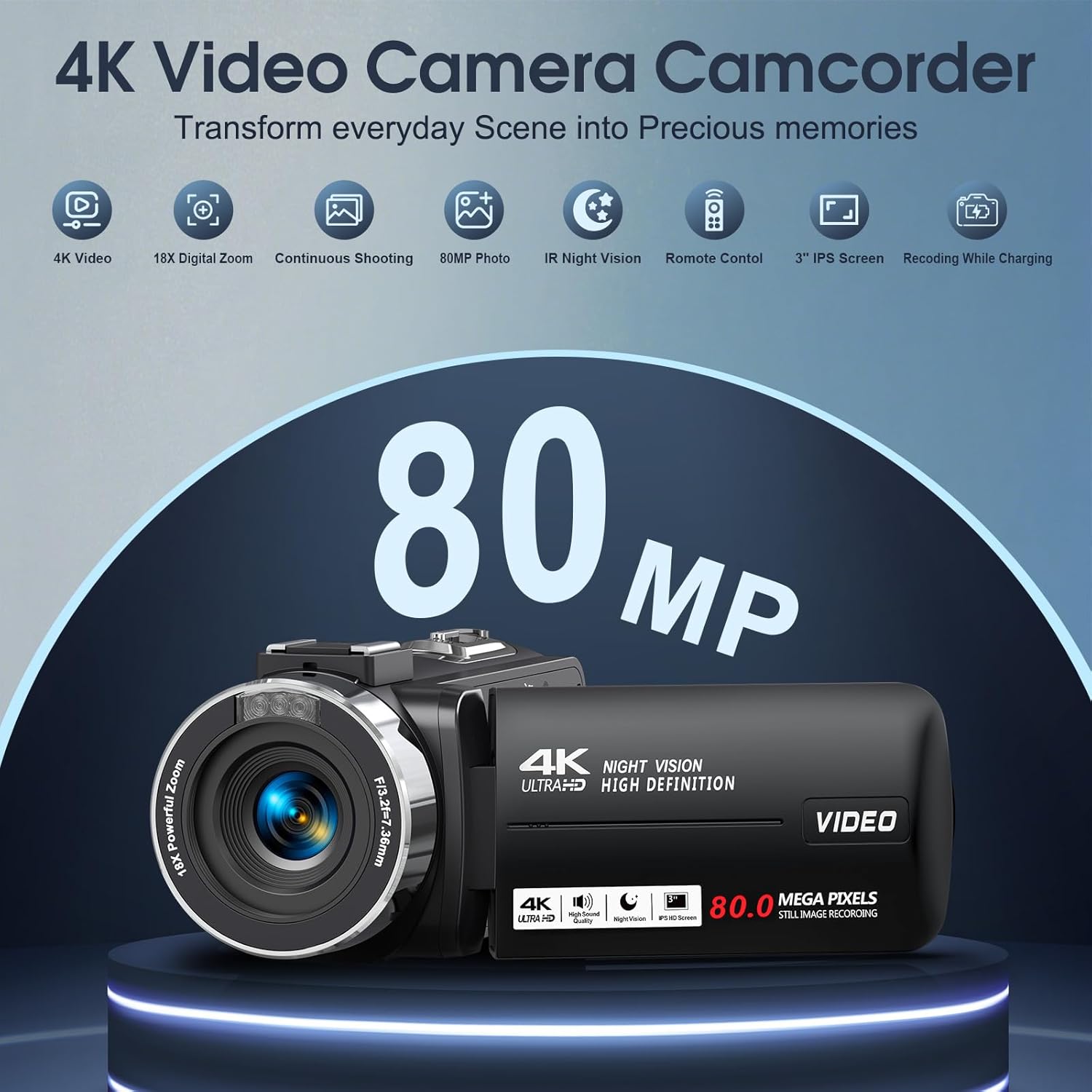 Thumbnail 1 de Delmodes 4K Camcorder 30FPS