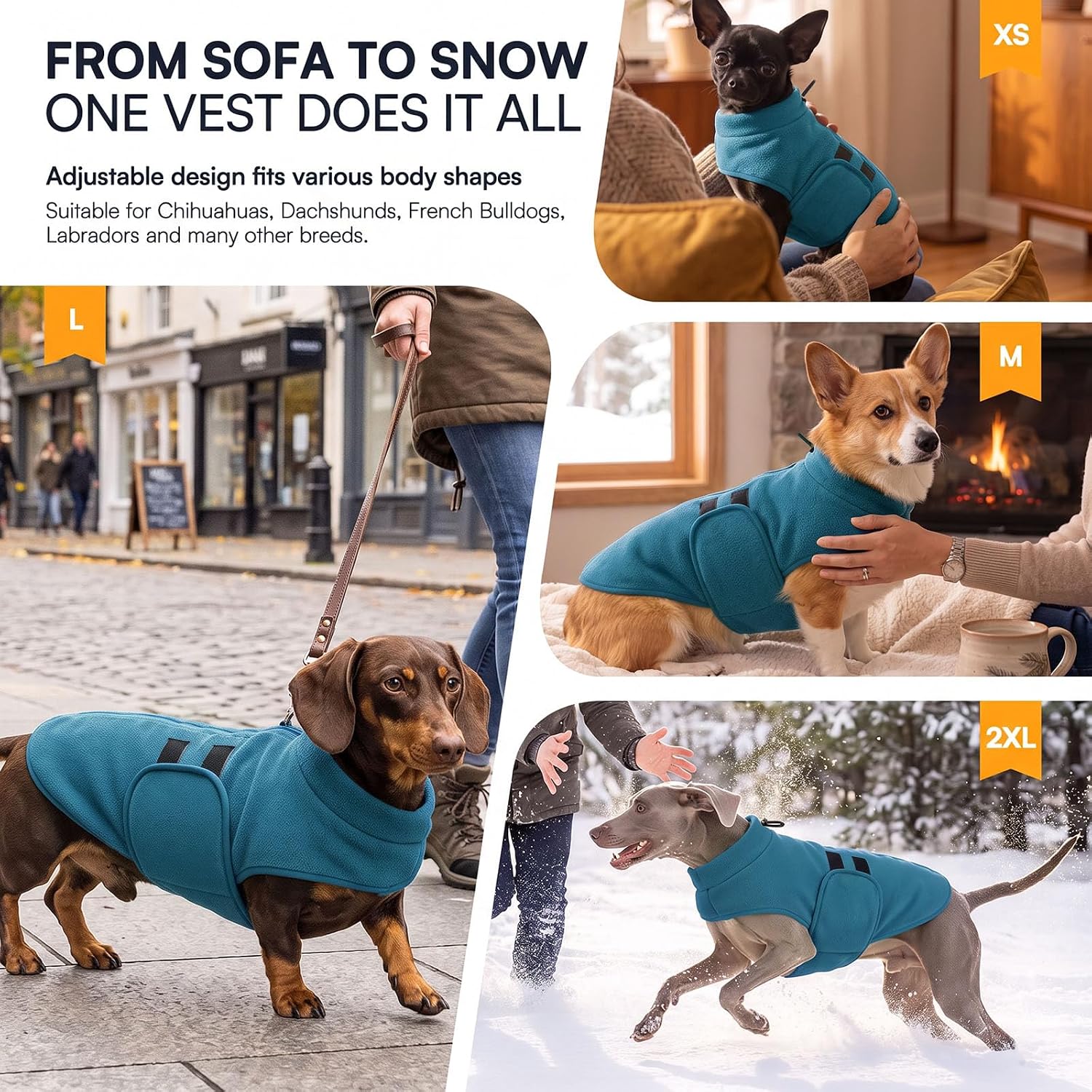 Detalle 1 de Queenmore Small Dog Fleece Vest with Adjustable Closure and Leash Hole