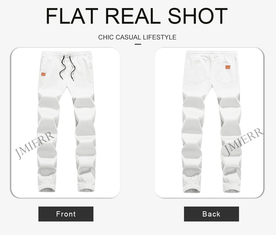 Detalle de JMIERR Hose Herren Chino Cargo – Baumwoll-Jogginghose mit elastischem Bund und Kordelzug
