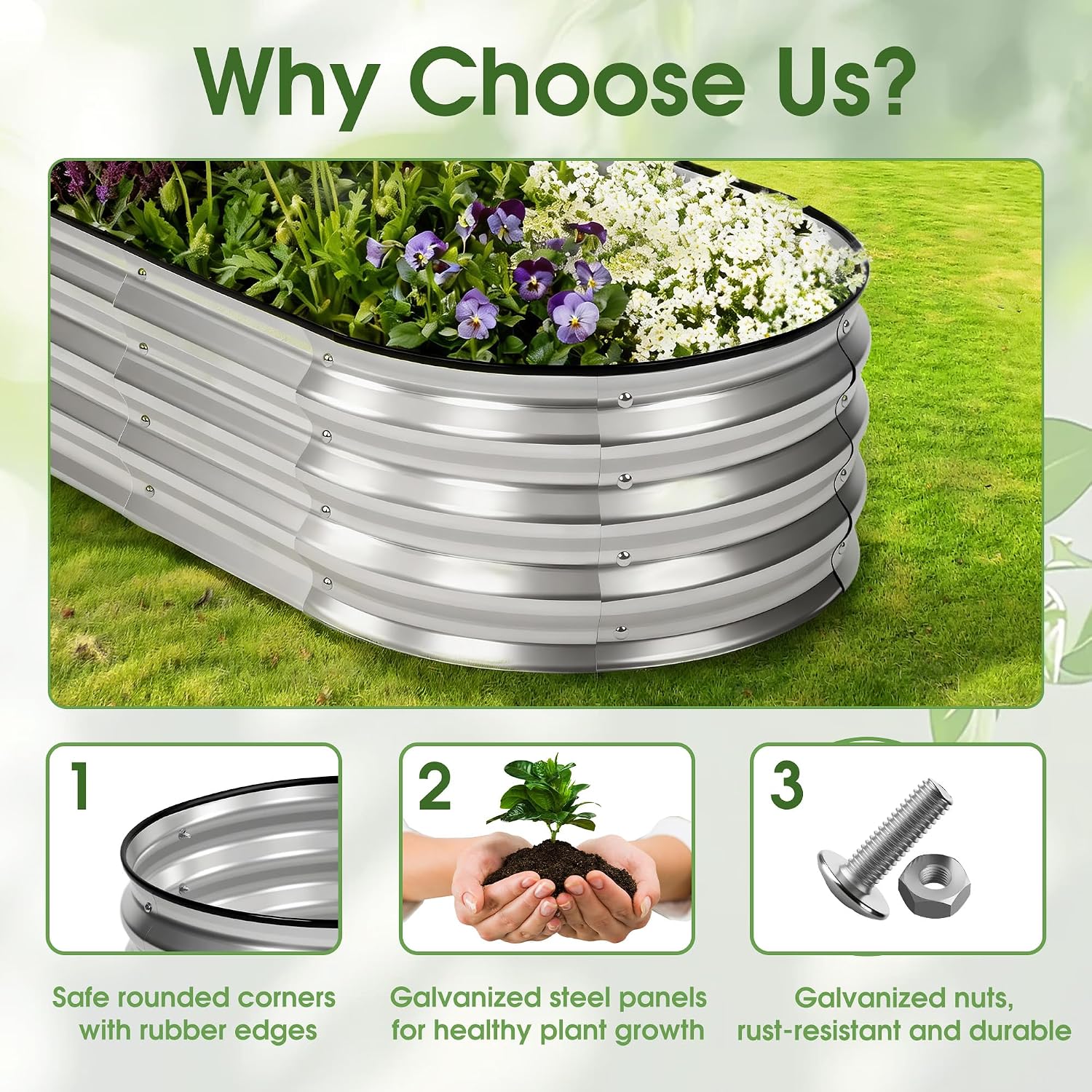 Detalle 2 de NEWBULIG Galvanized Raised Garden Bed 8x4x1ft