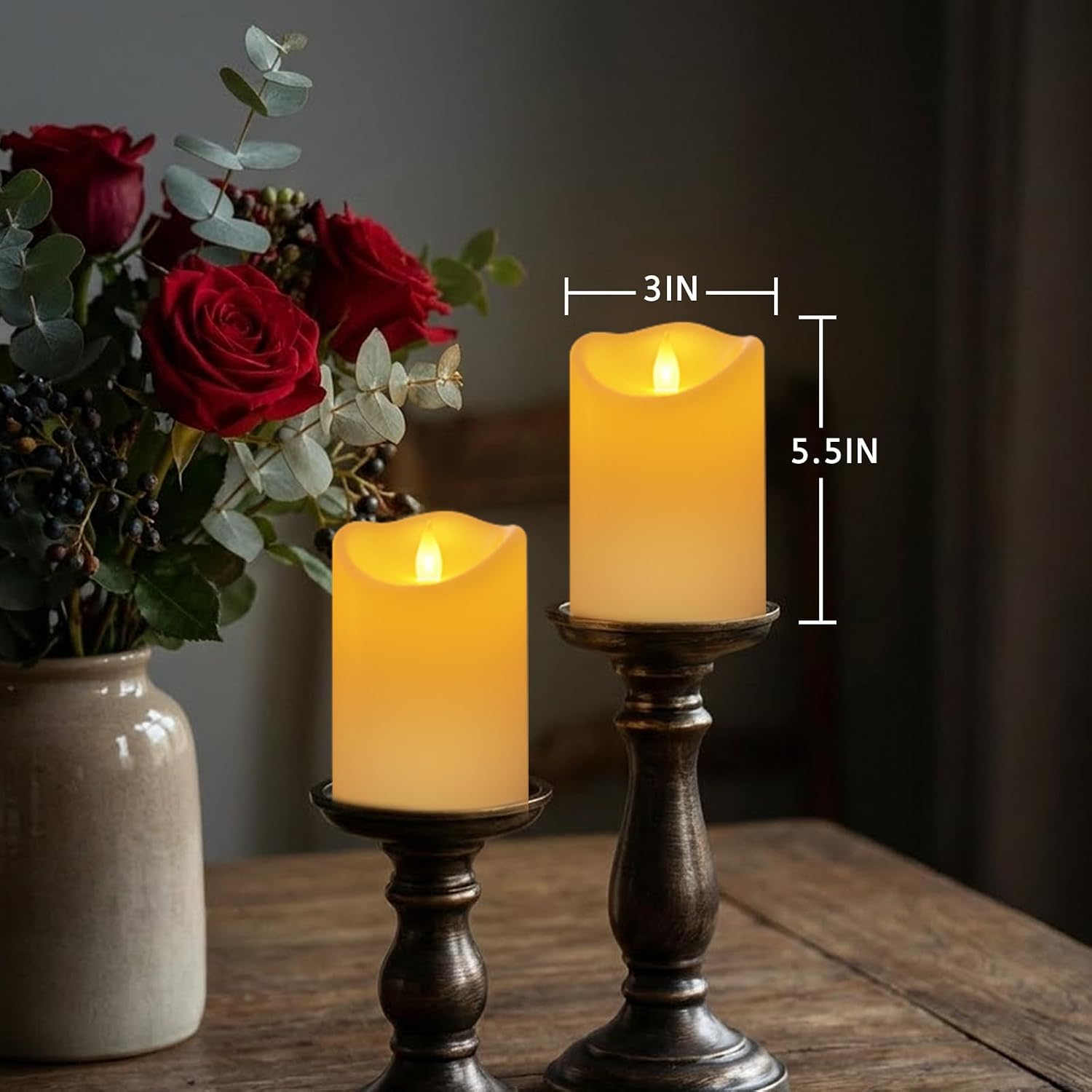 Detalle de Haown HY-SJ-001 Outdoor Flameless Candles, 12-Pack with Dual LEDs and Remotes
