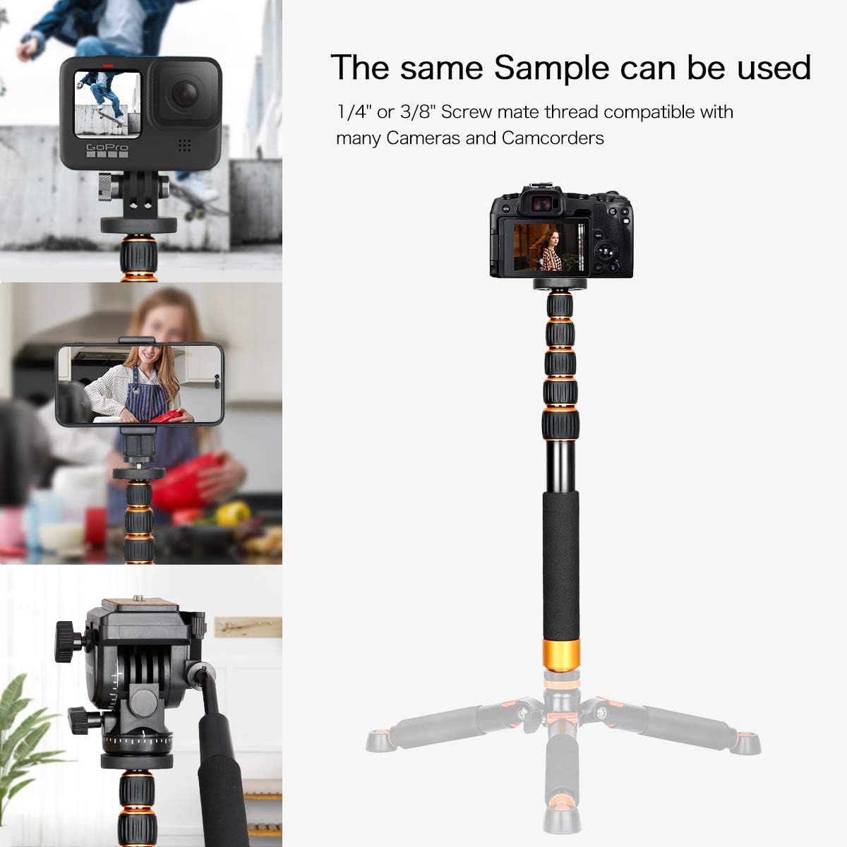 Thumbnail 4 de Koolehaoda 6 Sections Monopod: Portable Aluminium Monopod with 156 cm Reach