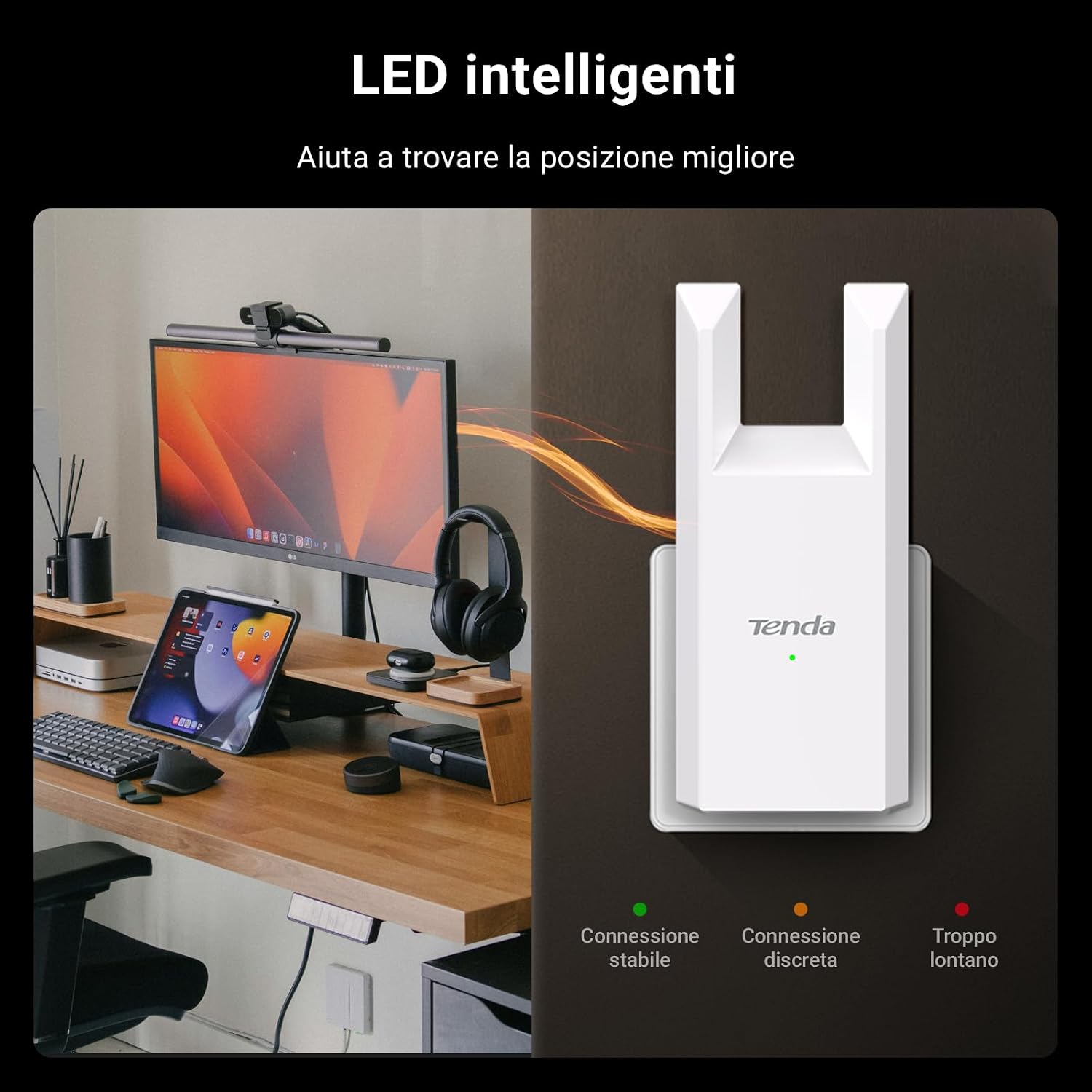 Detalle de Tenda Ripetitore WiFi Extender e Access Point 300 Mbps – Bianco (A9)