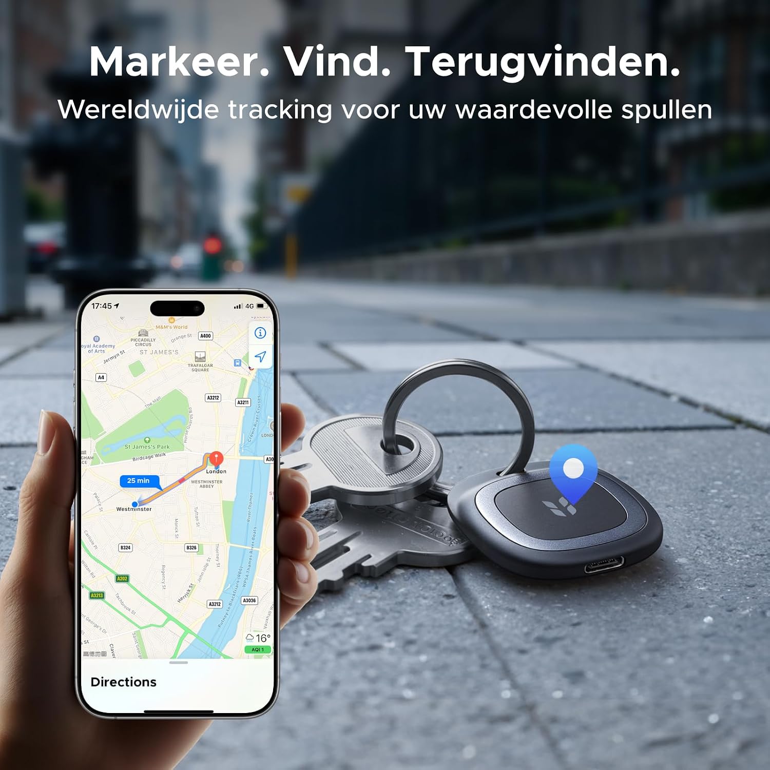 Detalle 2 de UGREEN FineTrack Duo 2 trackers, 4-pack met USB-C-laden en IP68