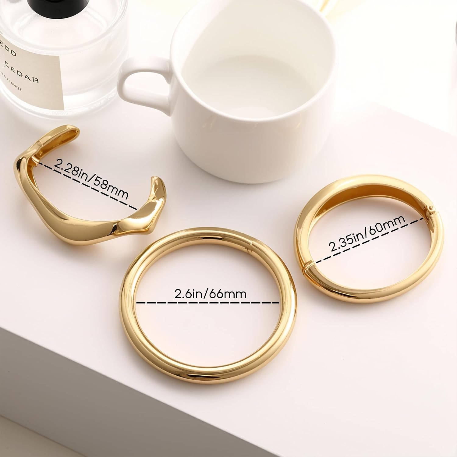 Thumbnail 5 de Gold Bangle Bracelet Set, 14K Gold Color