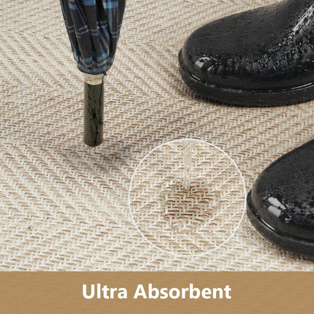 Detalle de AOOWU 5638371 Indoor Door Mat, 44 x 76 cm, 2.1 mm Low Profile, Beige