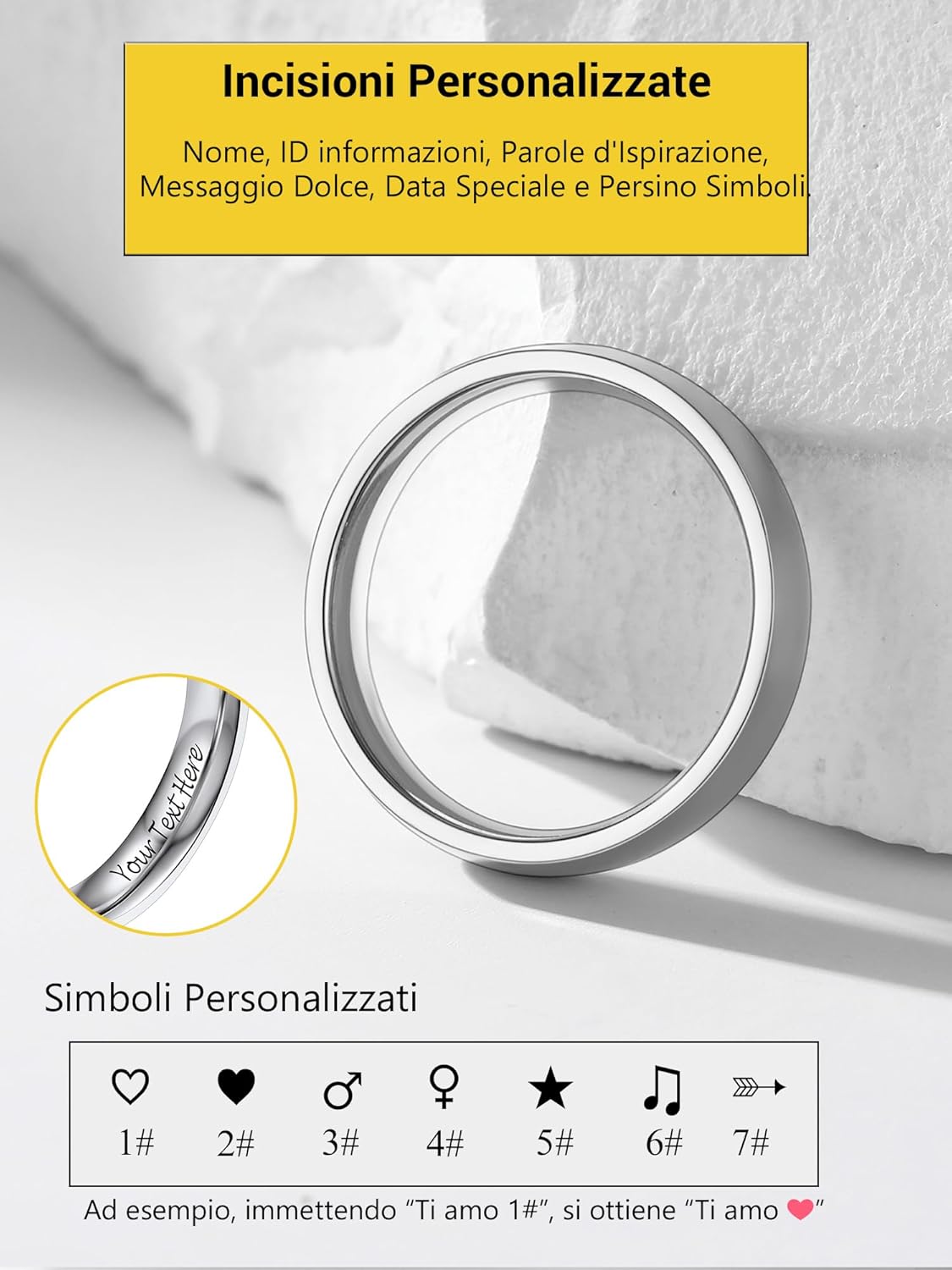 Thumbnail 3 de PROSTEEL Anello Personalizzabile Uomo/Donna con Incisione - Acciaio Inossidabile o Oro 18K Placcato, Confezione Regalo