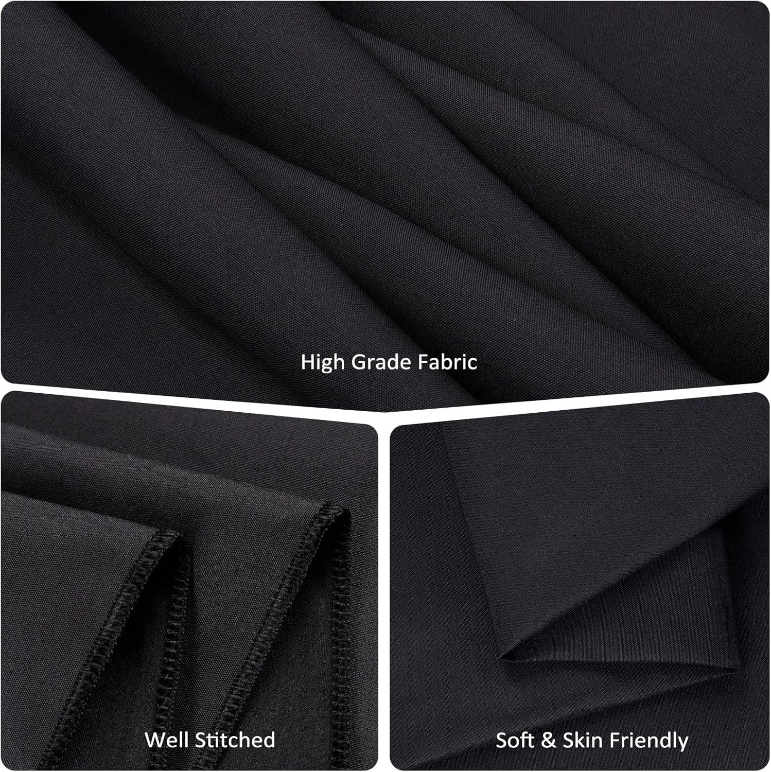 Thumbnail 4 de CKIKU 8-Pack 90-Inch Black Round Tablecloths (Washable Polyester, Wrinkle Resistant)