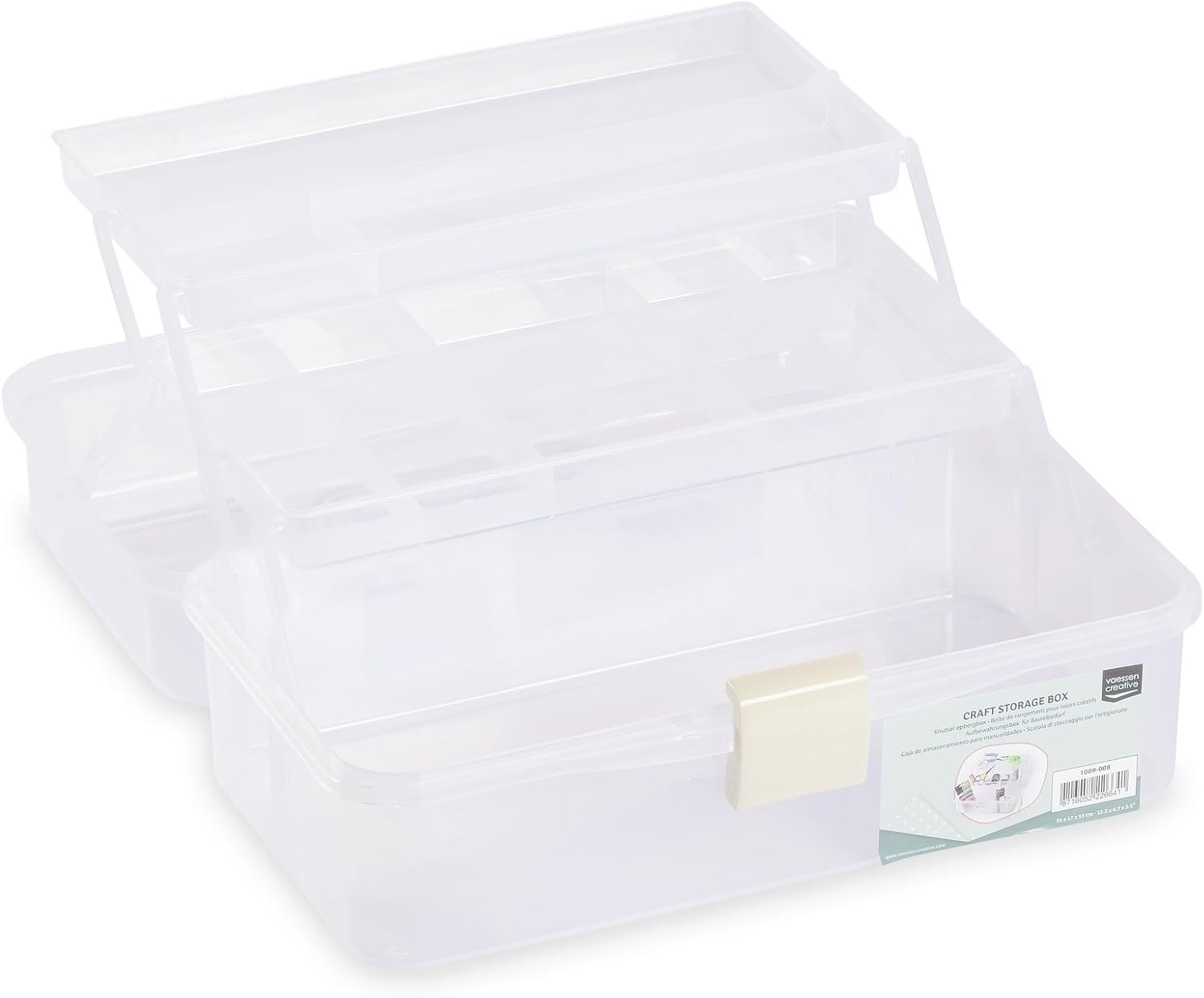Detalle de Vaessen Creative Boîte de Rangement – Plateau avec 10 Compartiments, plastique transparent
