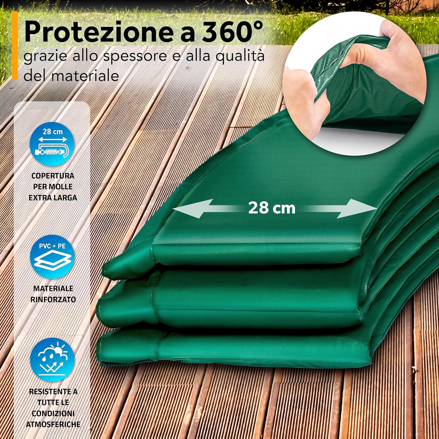 Thumbnail 3 de KIDUKU Copertura Bordo Imbottitura Protettiva per Trampolino – Protezione elastica e resistente 244–427 cm