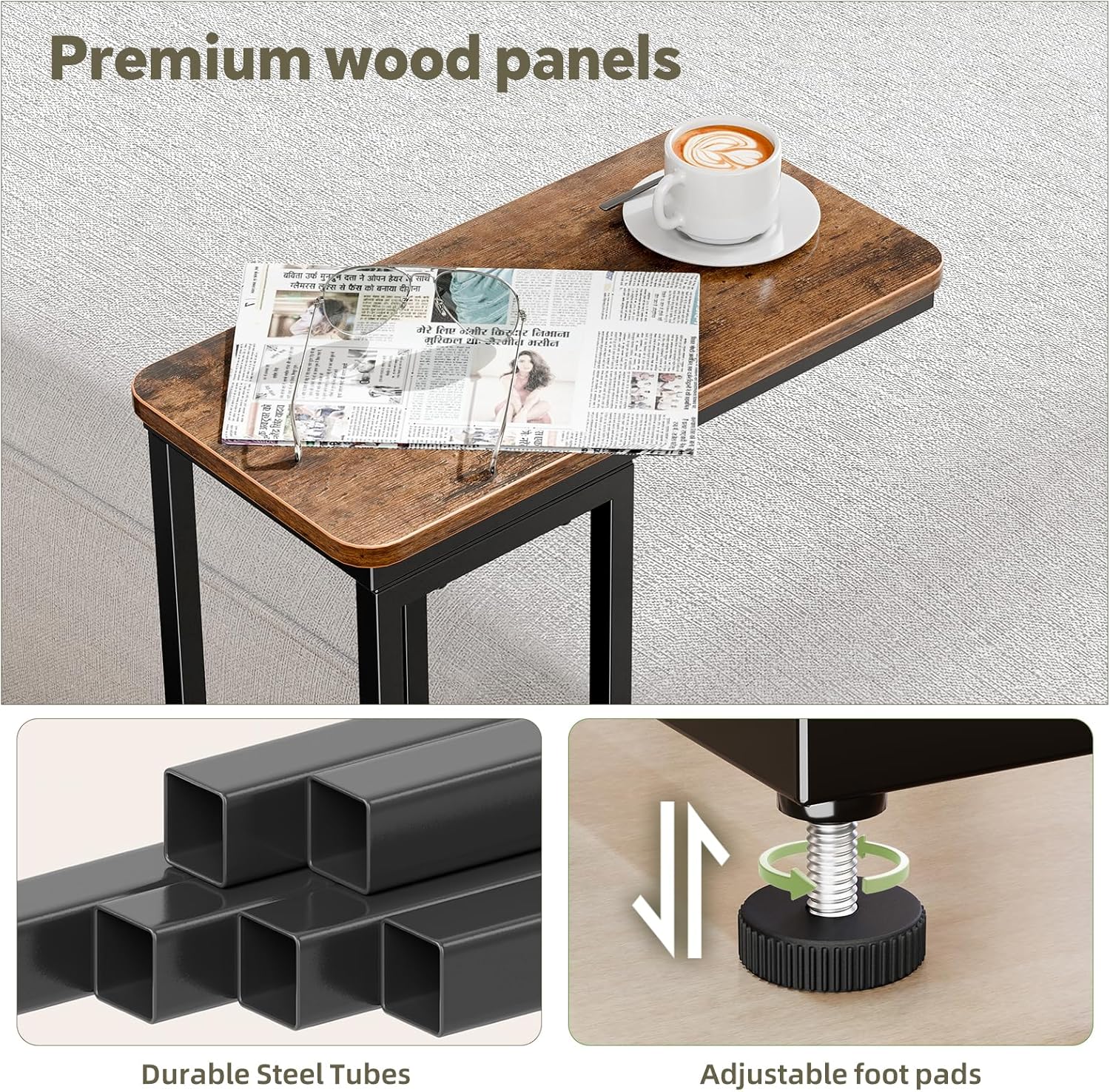 Thumbnail 4 de Simple Trending C Shaped Side Table Set (2-Pack) in Rustic Brown