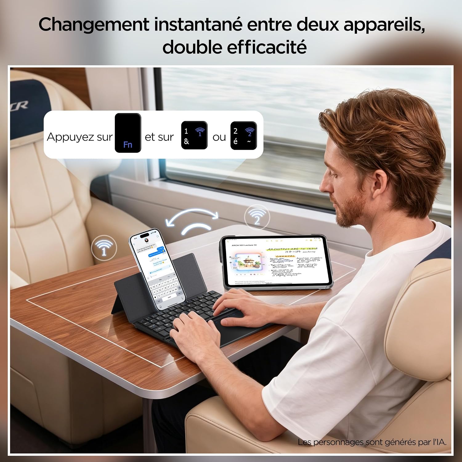 Detalle de CACOE Mini Clavier Bluetooth avec pavé tactile —_compagnon portable pour smartphone et PC_