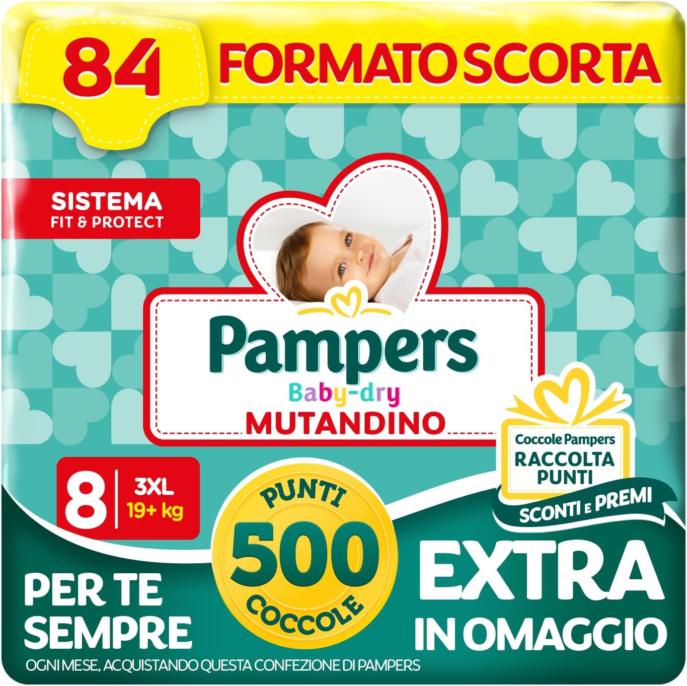 Detalle de Pampers Baby Dry Mutandino 3XL (Taglia 8, 19+ kg) – 84 Pannolini: comfort e protezione per bambini grandi