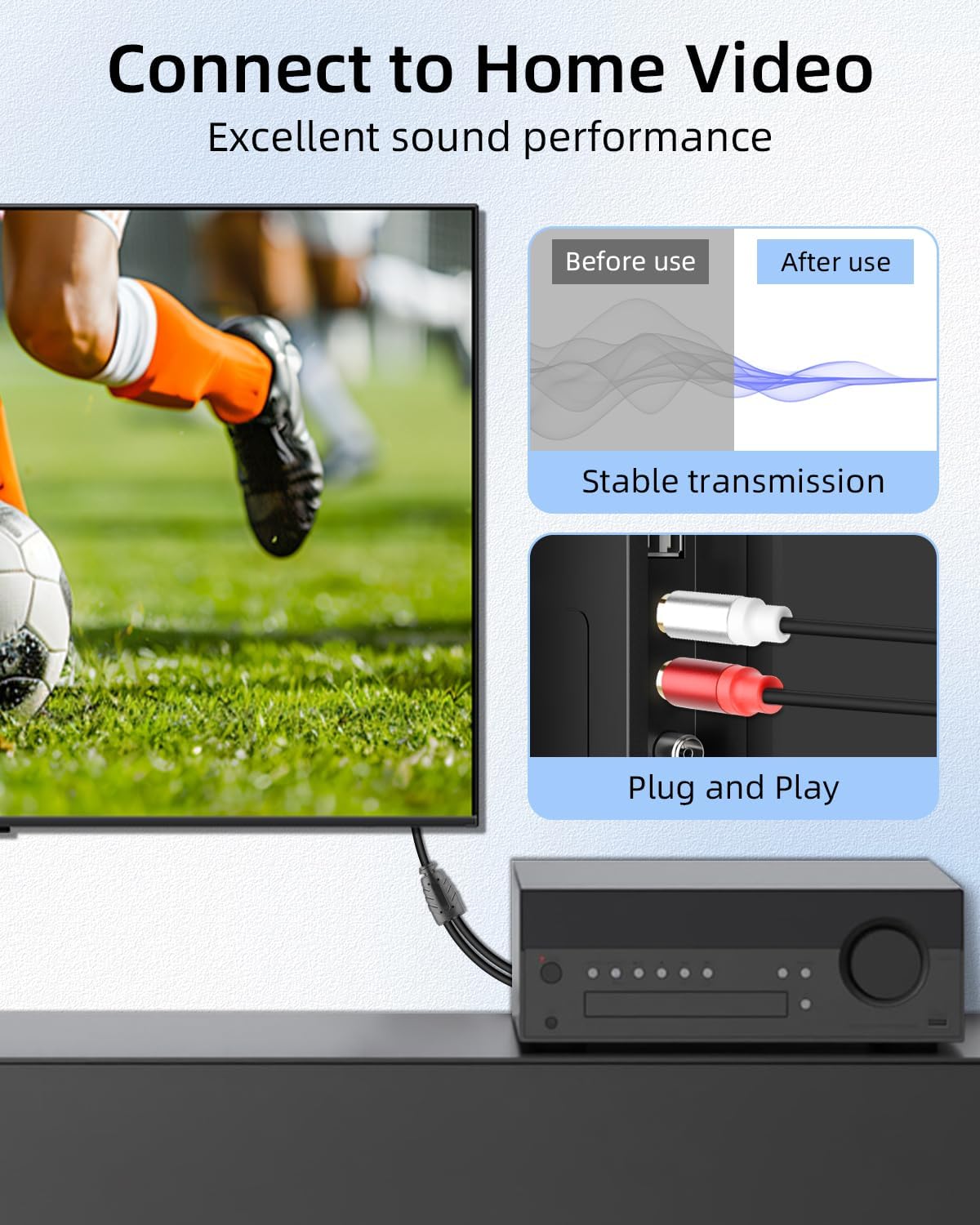 Thumbnail 5 de RIIEYOCA 3.5mm to 2 RCA audio cable 1 ft