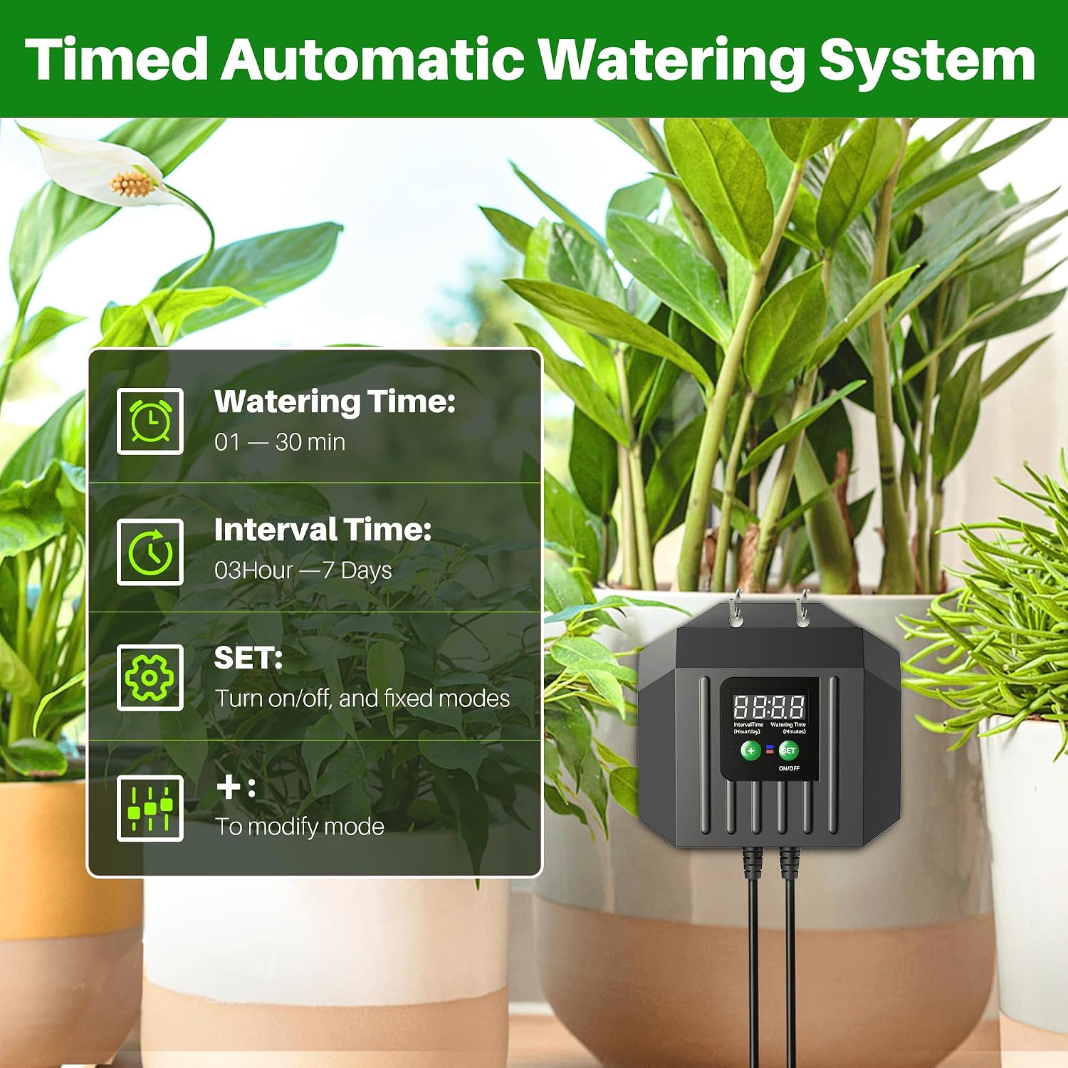 Detalle de Biling Solar Drip Irrigation System Kit (15m) with Solar Automatic Watering Controller