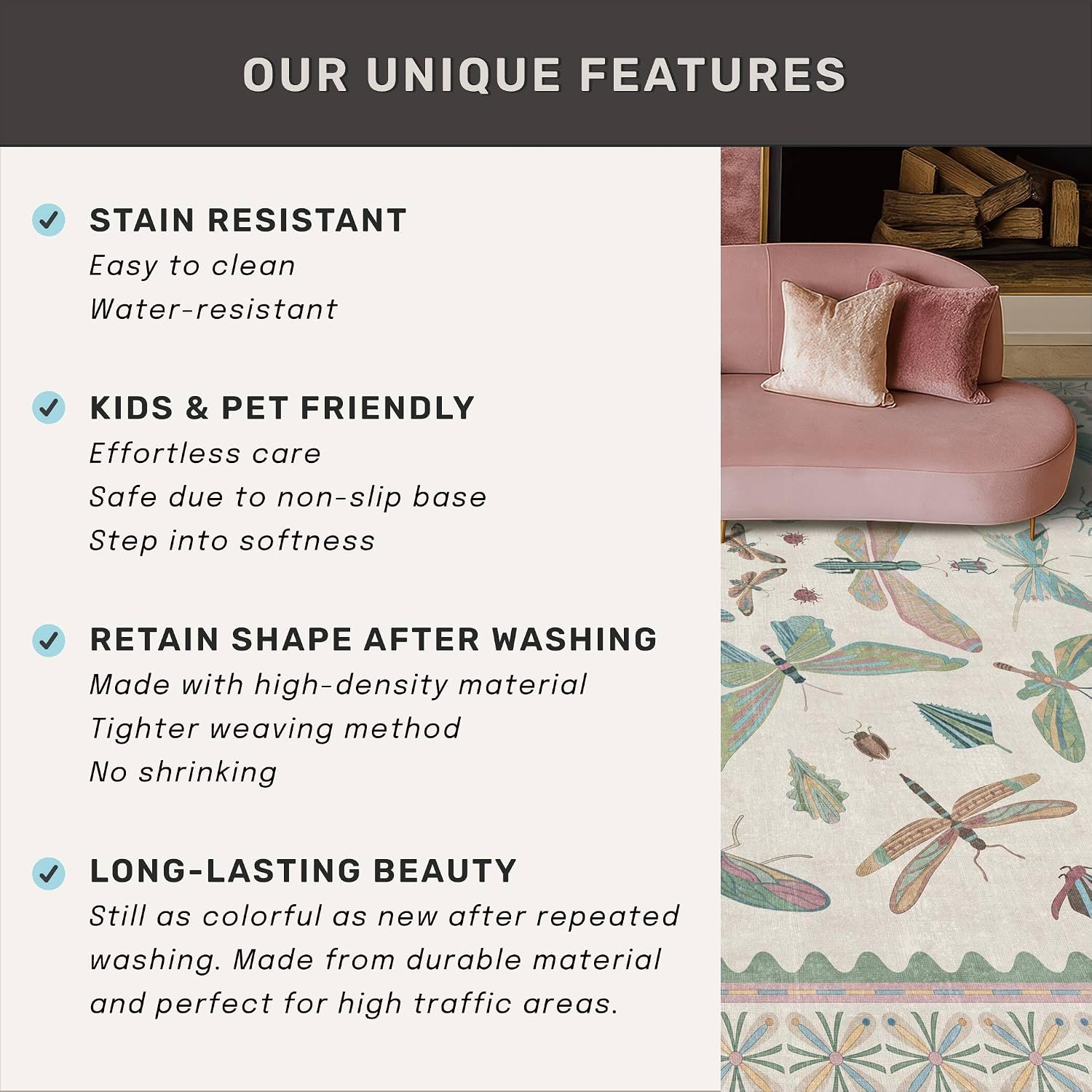Thumbnail 6 de Hazo Haus Mint Green Washable Rug 2x4