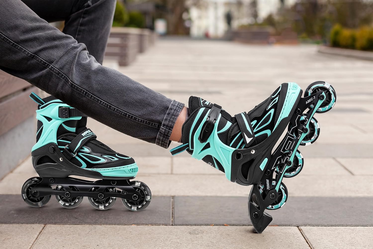 Detalle 2 de 2PM SPORTS Adjustable Inline Skates for Kids, Mint, Light-Up Wheels