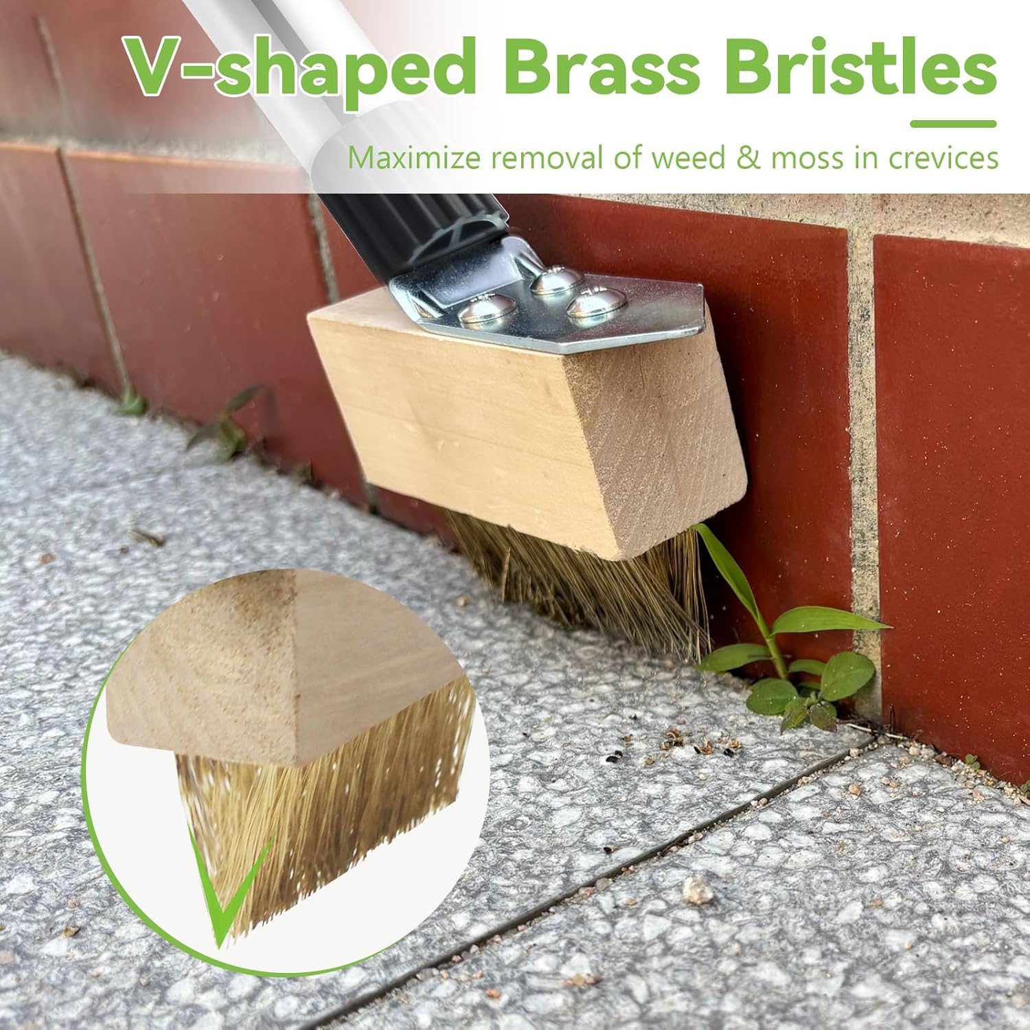 Thumbnail 1 de Weed Moss Remover Patio Brush with Long Handle (Block Paving & Crack Weeder) with 2 Heads