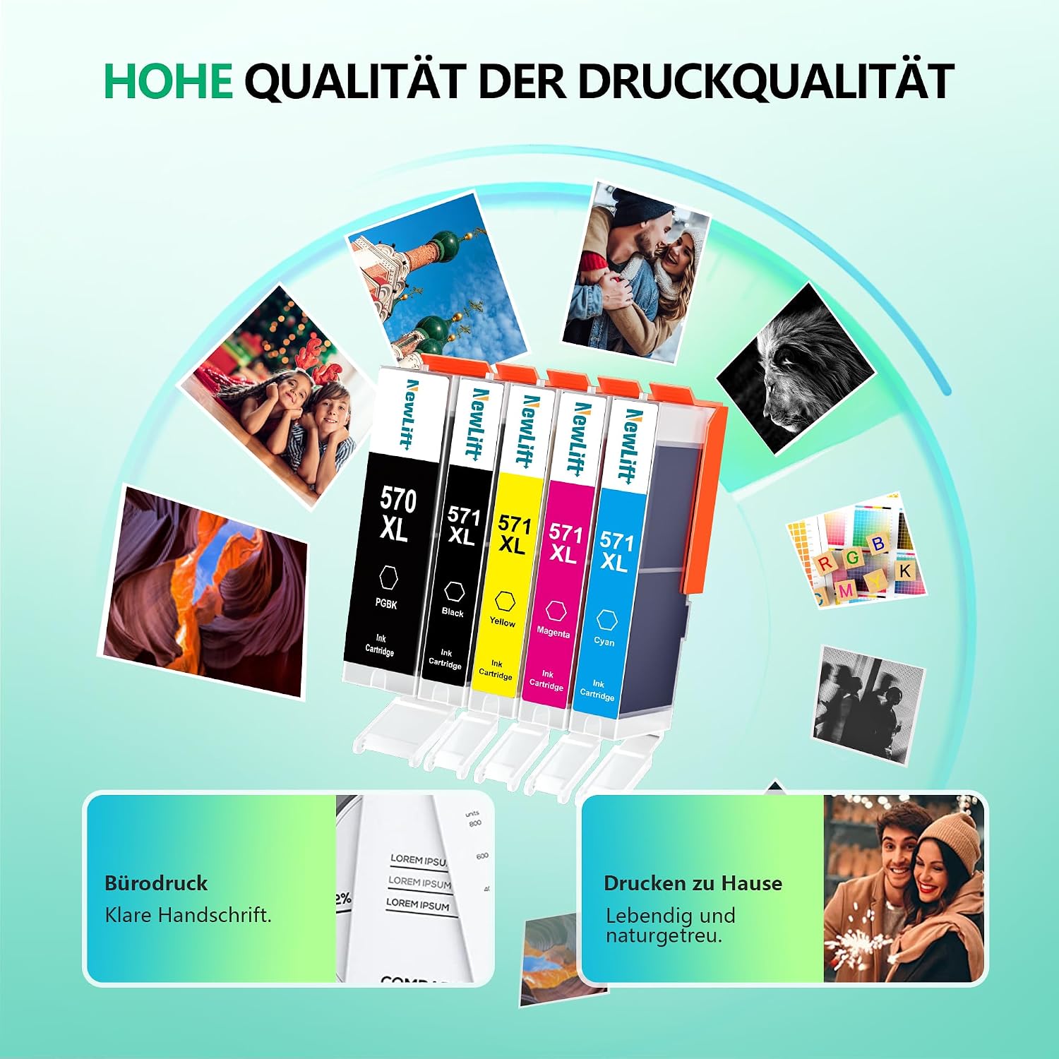 Detalle 2 de NewLift PGI-570 CLI-571 XL Multipack 5er-Pack 🖨