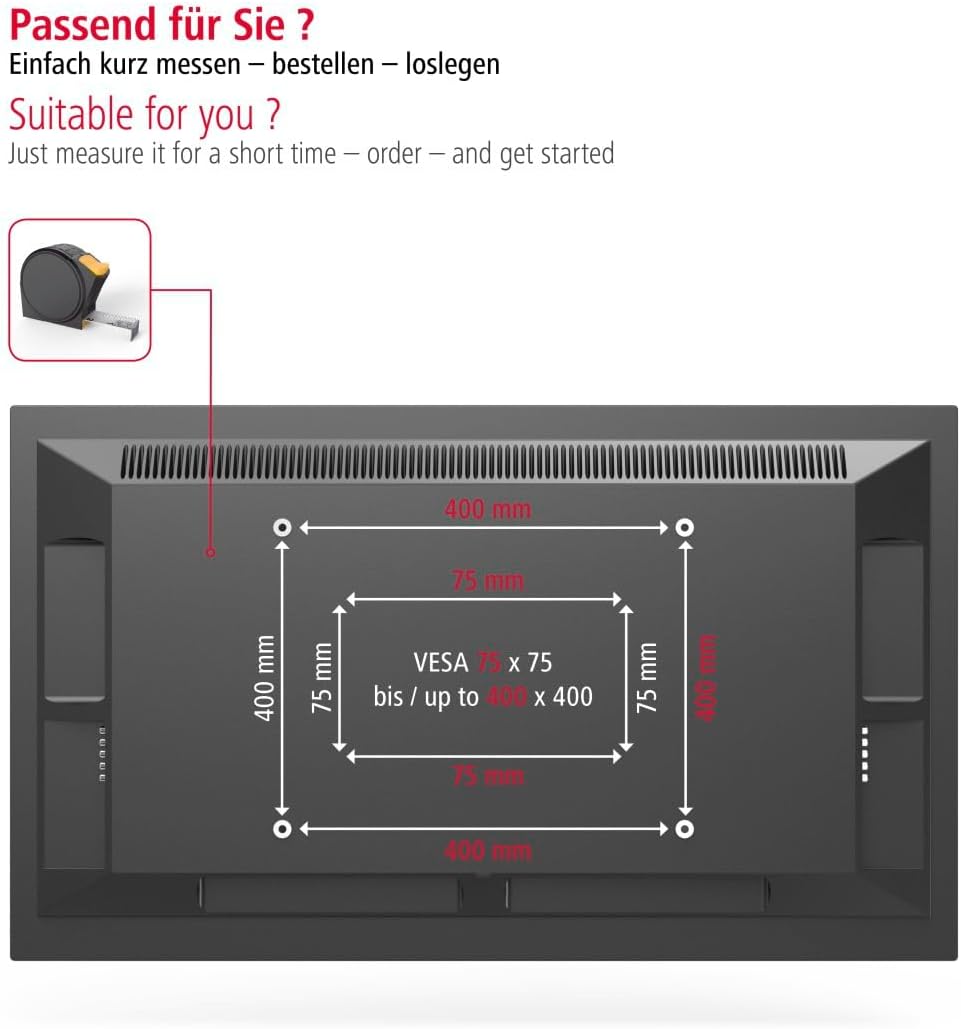 Thumbnail 6 de Hama support mural TV pivotant/inclinable télescopique noir (TV 32 à 65”, 10 ans de garantie)