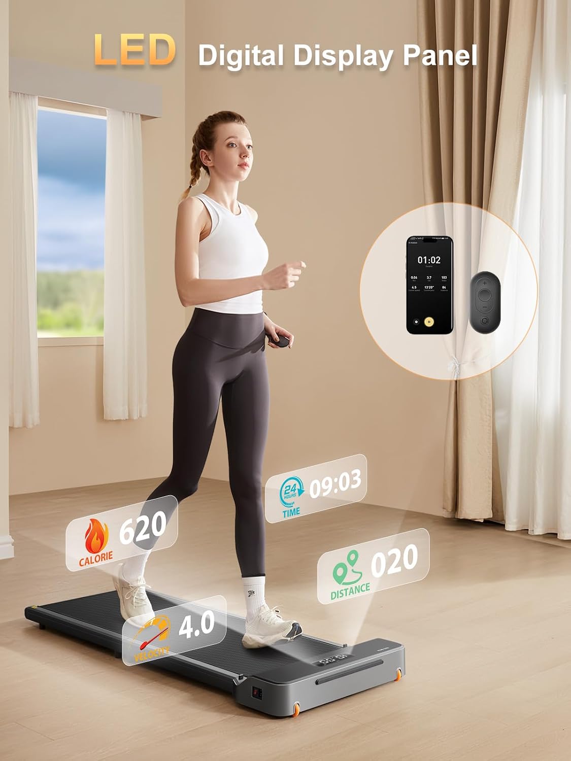 Detalle de WALKINGPAD WP400F4 Z1 Foldable Walking Pad Treadmill, 1–4 mph, 4.1-inch Profile
