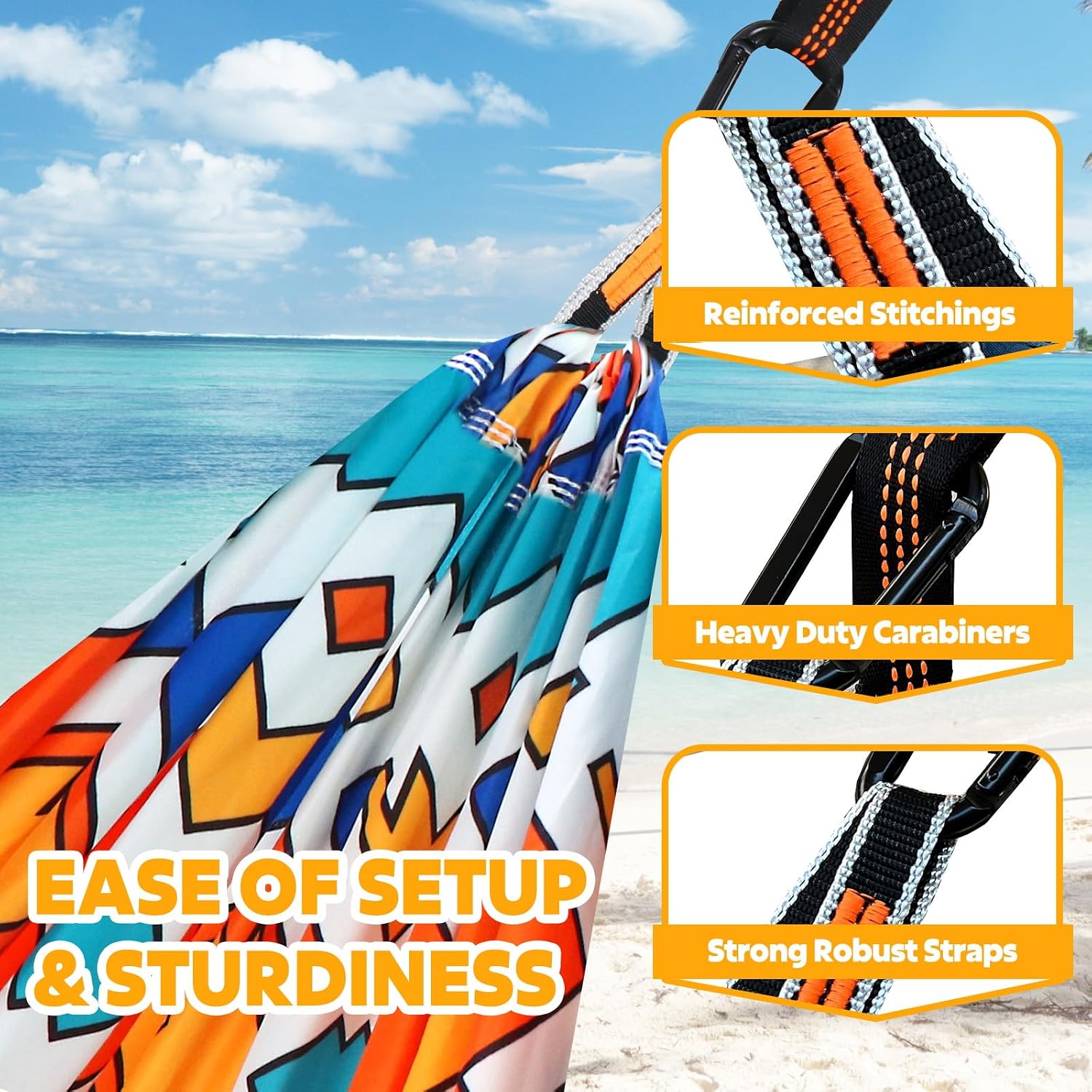 Detalle de NATUREFUN Ultraleichte Reise Camping Hängematte – 275 × 140 cm, 300+ kg Tragkraft, atmungsaktiv & schnelltrocknend