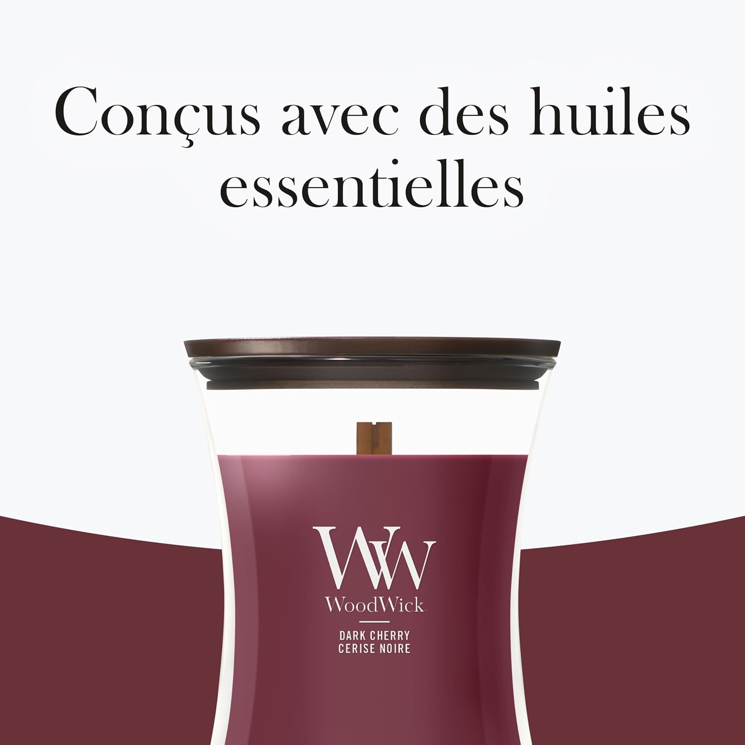 Detalle de WoodWick Bougie parfumée | Bougie sablier moyenne – Cerise griotte