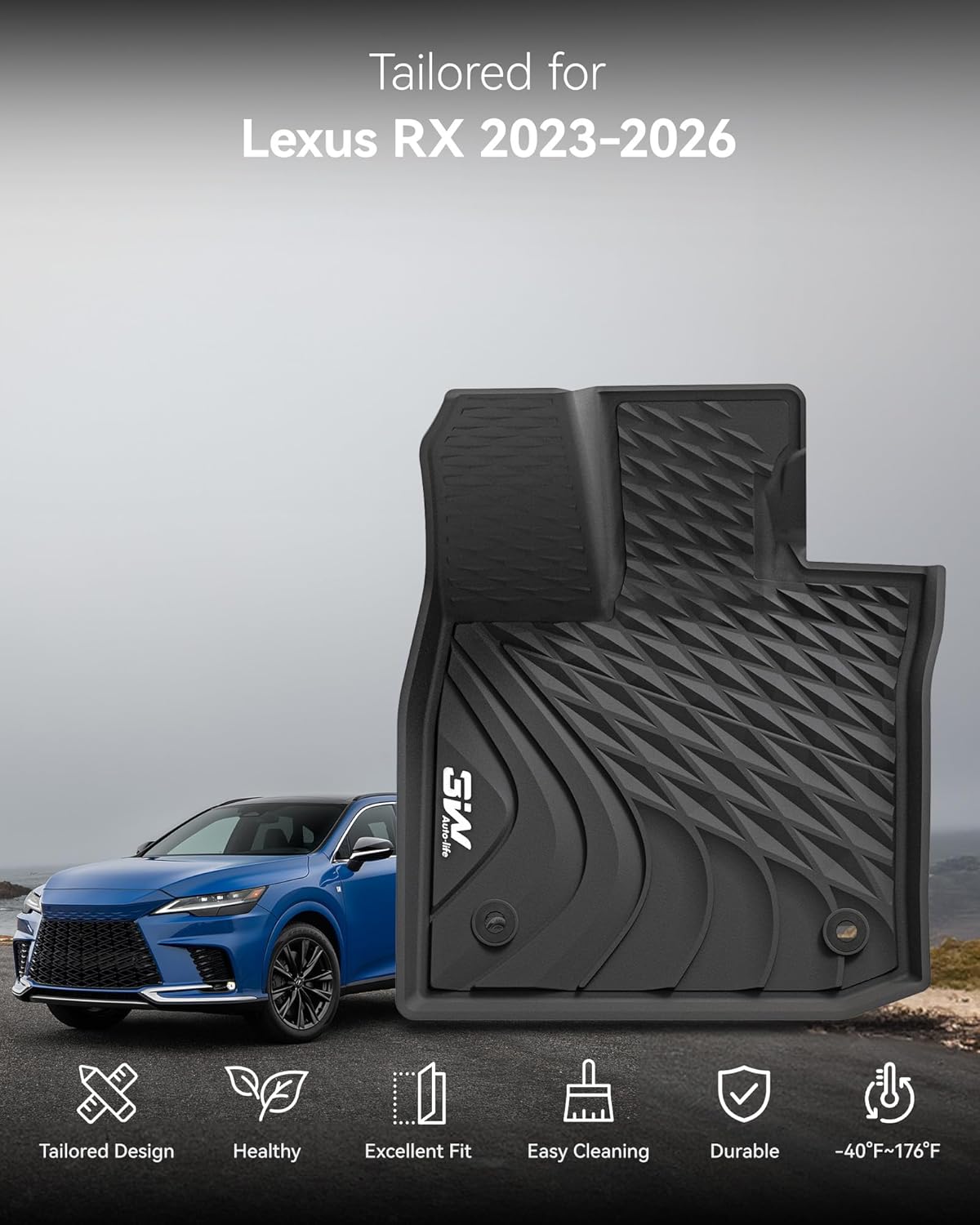 Detalle 2 de 3W Floor Mats & Cargo Liner Lexus RX 2023–2026, TPE Car Mats