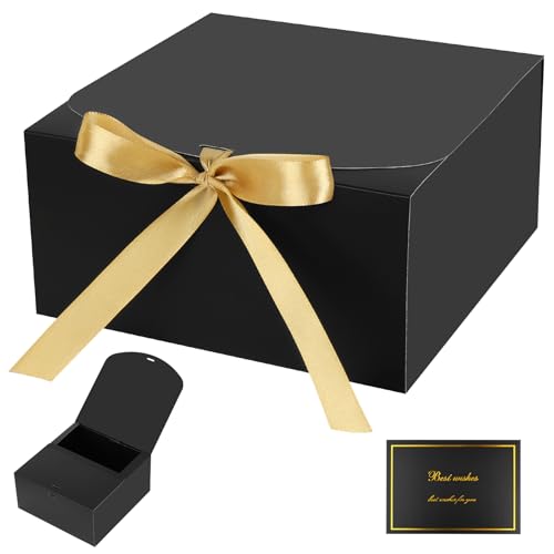 AOOSU Boîte Cadeau pliable avec Couvercle – Coffrets cadeaux noirs 10 pièces 20×20×10 cm