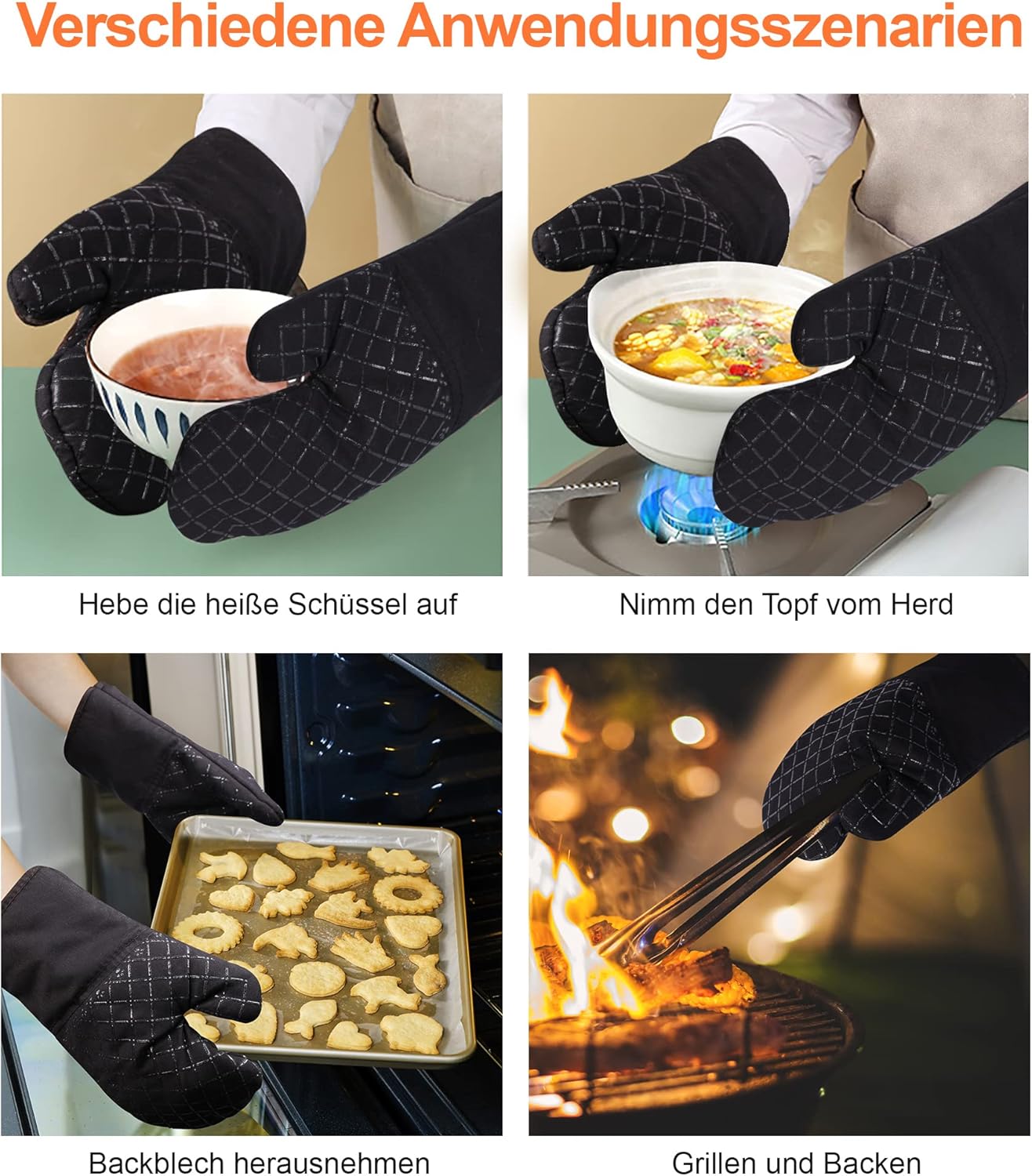 Thumbnail 4 de Clocness Topflappen Handschuh 4er Set bis 250°C