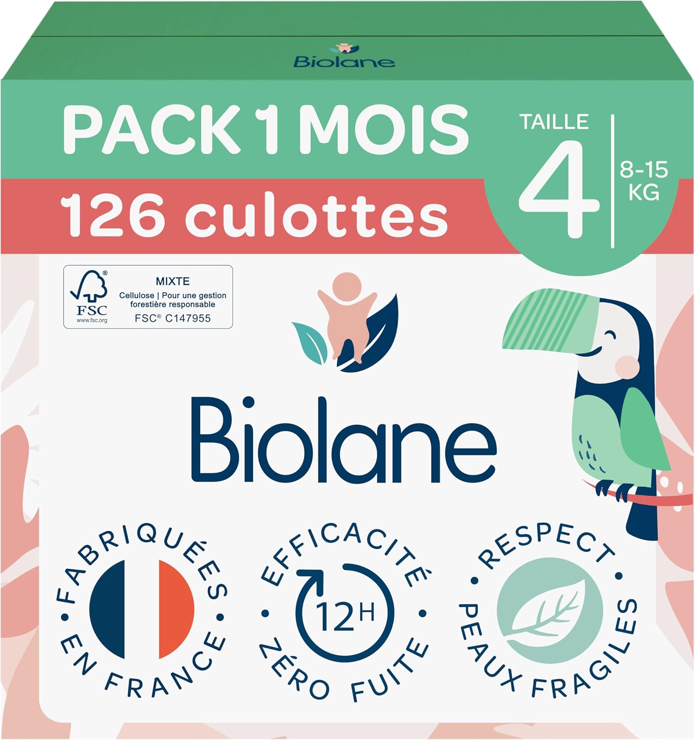 Detalle de BIOLANE Taille 4 Pants zéro fuite 12h — 126 couches 👶