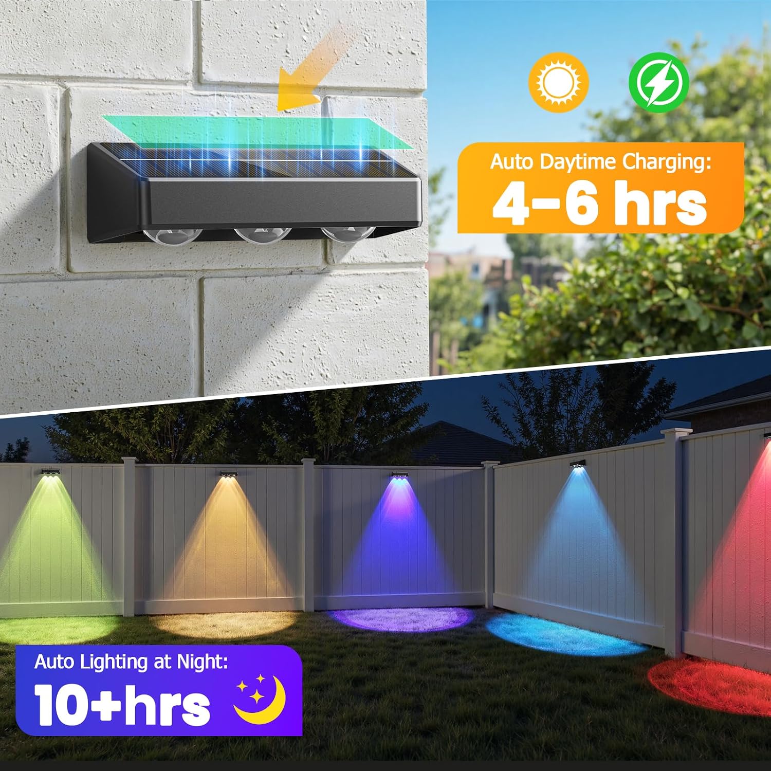 Thumbnail 2 de NIORSUN Solar Fence Lights, 6-Pack: RGB Outdoor Deck Lights with IP65 Waterproofing
