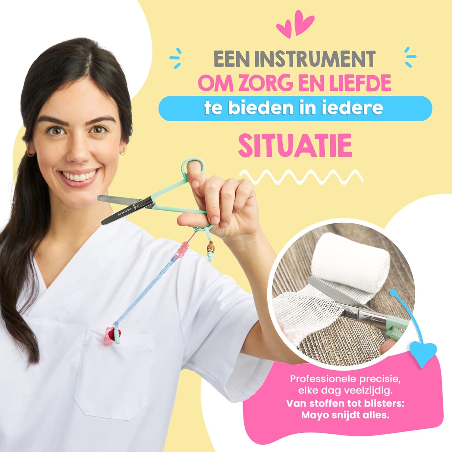 Detalle de Nurse is Love NIL-SC-STRAIGHT-55-GREEN – nożyczki Mayo, zielone, zaokrąglona końcówka