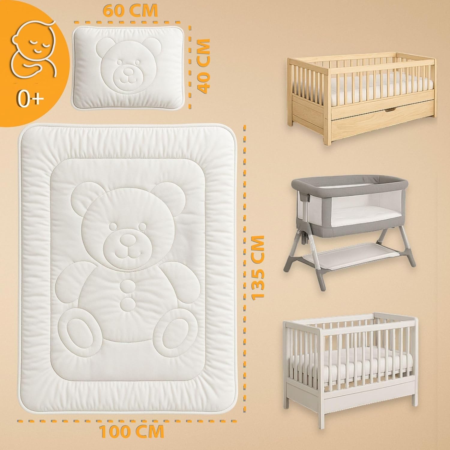 Thumbnail 1 de Baby Bettdecke & Kissen Kinderdecke-Set 100x135 cm (Mikrofaser, Oeko-Tex) für Kinderbett