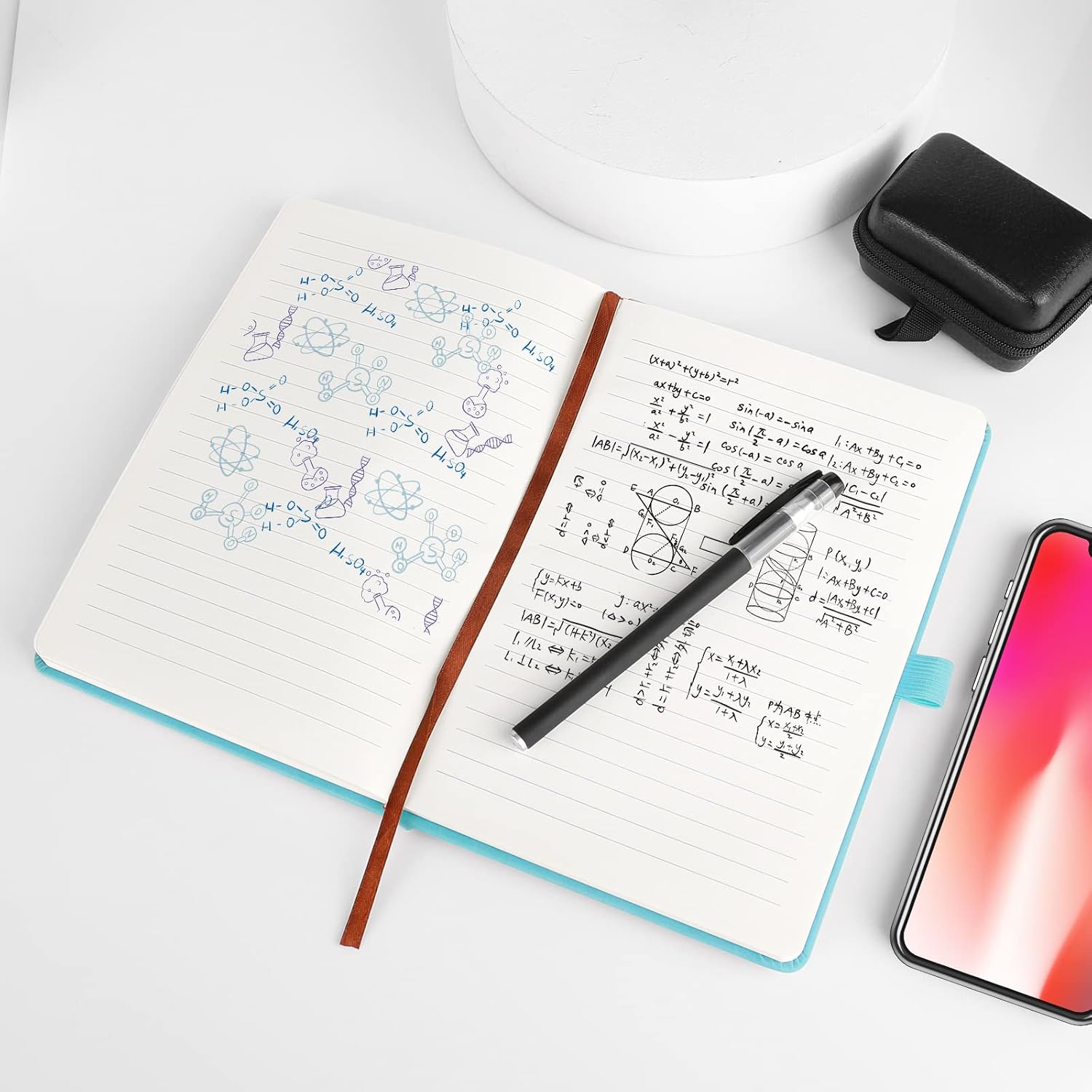Thumbnail 3 de A5 Notebook 2-Pack (Hardback) with Elastic Closure, Bookmark, Pen Loop — Black + Cyan