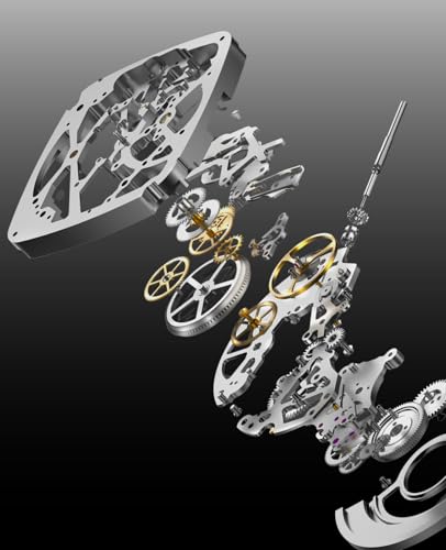 Detalle 2 de CIGA Design Edge Z Series: Reloj Automático Esqueleto para Hombre (Negro) con Esqueleto, Zafiro y correa de silicona